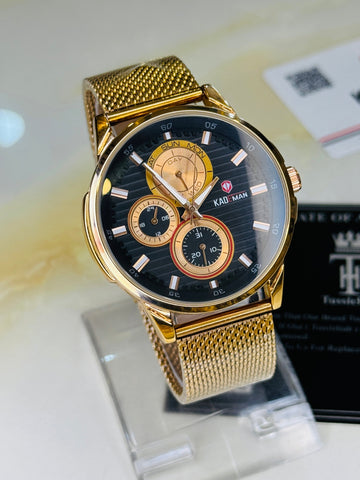 Kademan Rose Gold Mesh Chronograph Premium Watch