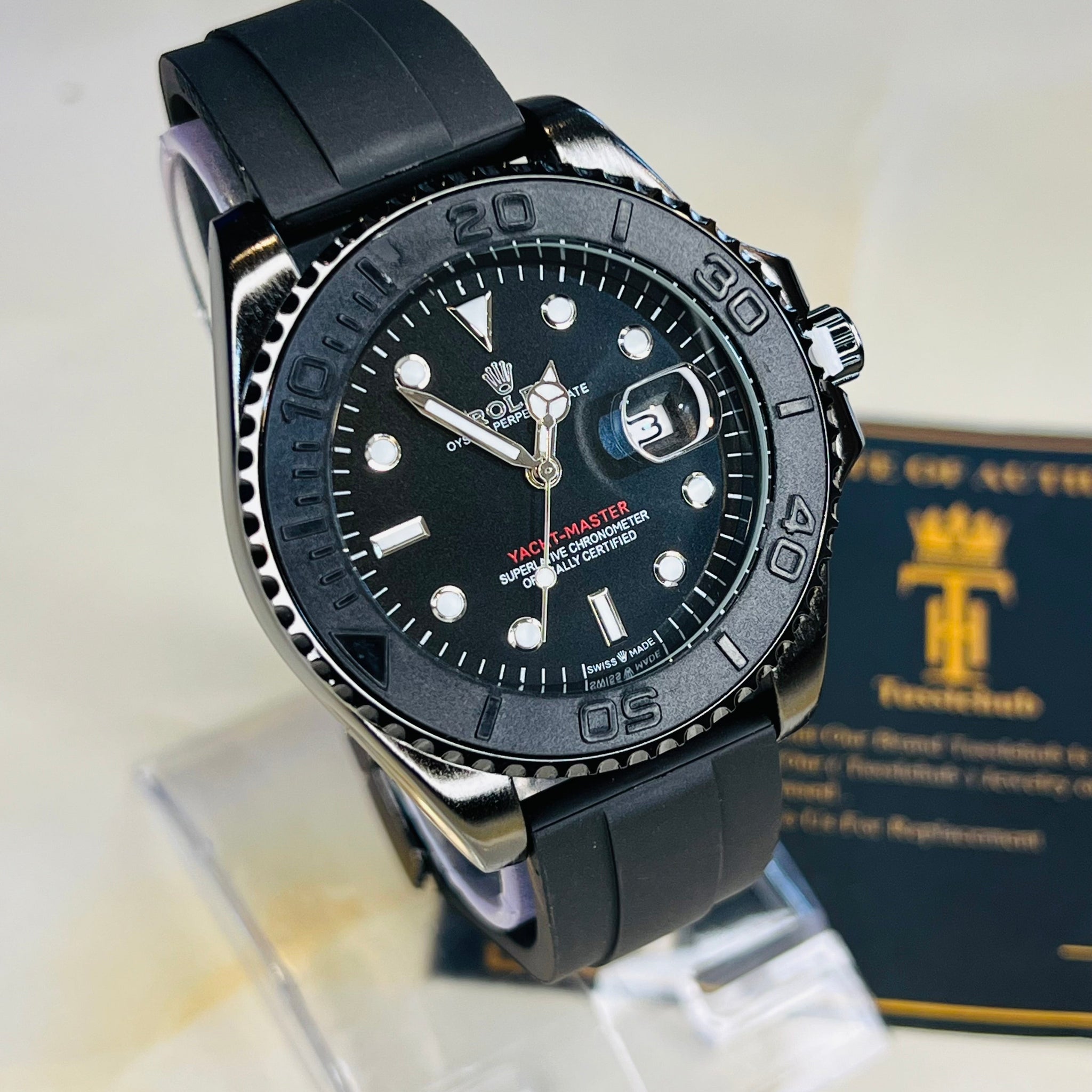 All Black Yatchmaster Oyster Watch