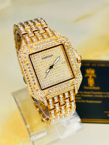 Rose Gold Square Plain Iced Out Watch