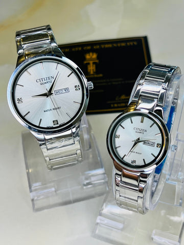 Silver White Axiom Couple Watch