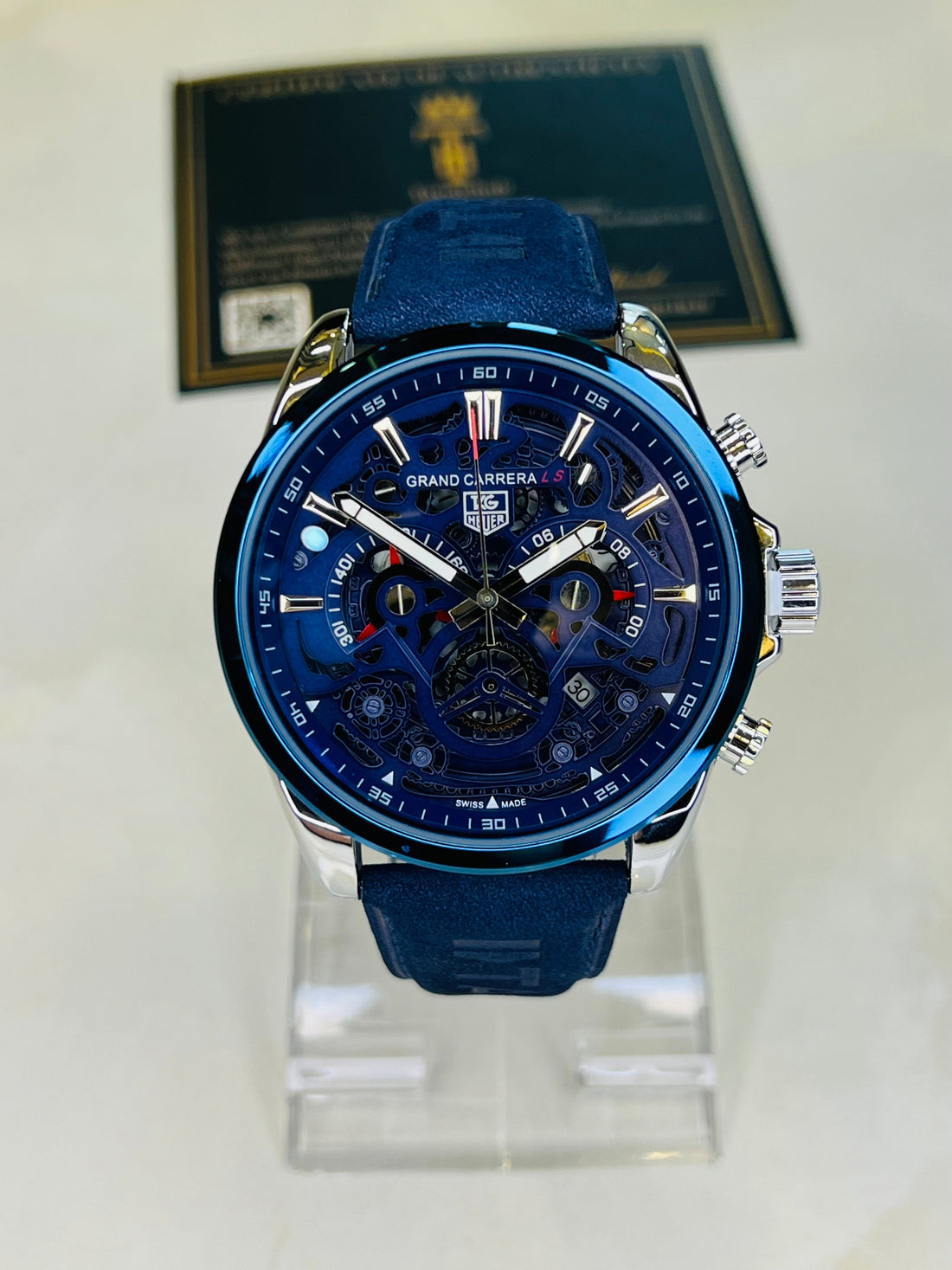 Tungsten Blue Grand Carrera Chronographs Leather Watch