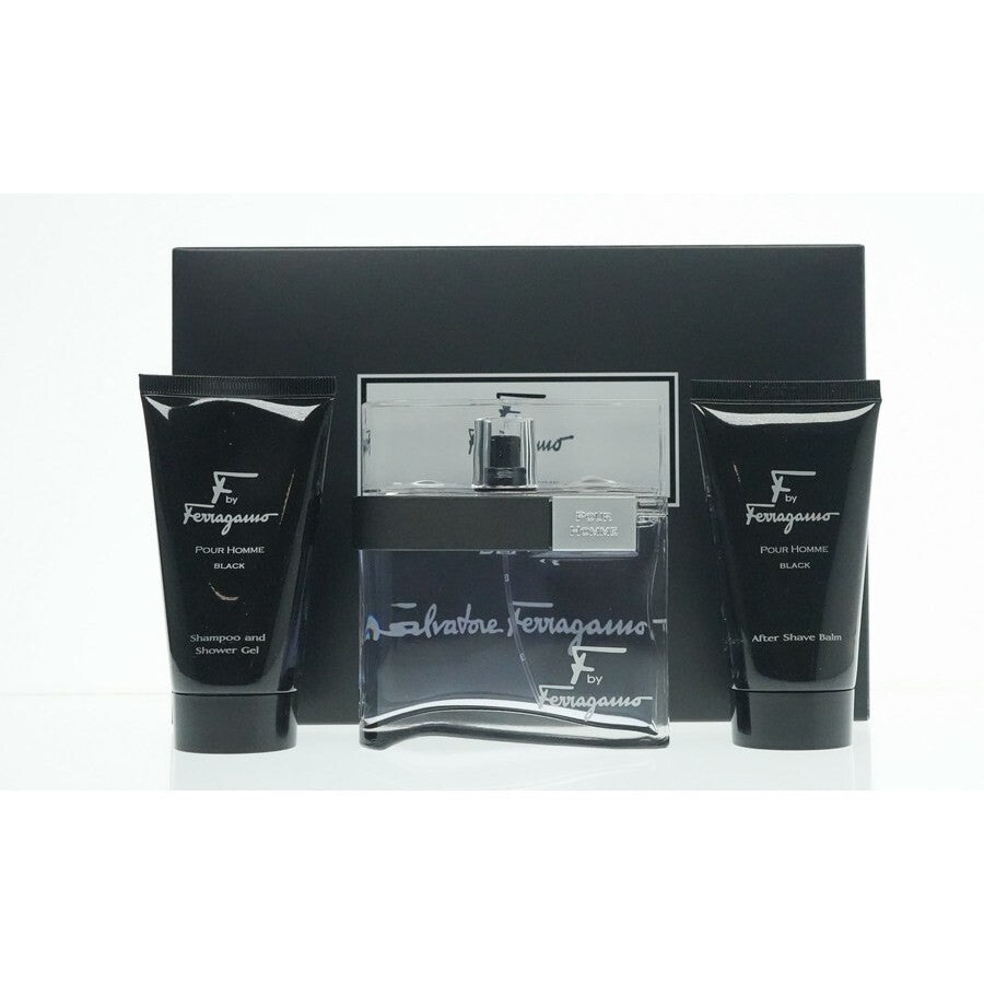 Ferragamo F Black Men 3pcs Gift Set (Edt 100ml+ Shampoo& S/G 75ml+ A/S 75ml)