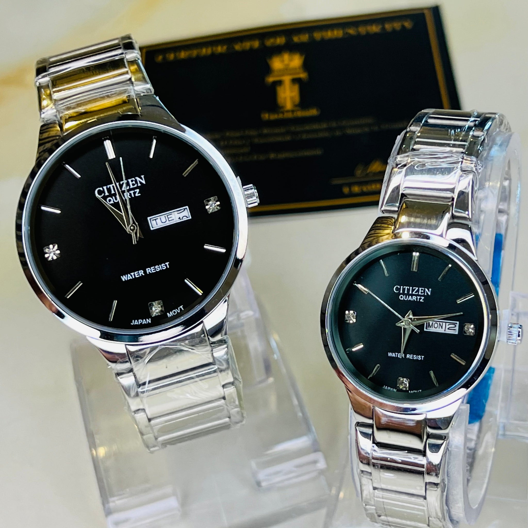 Silver Black Axiom Couple Watch