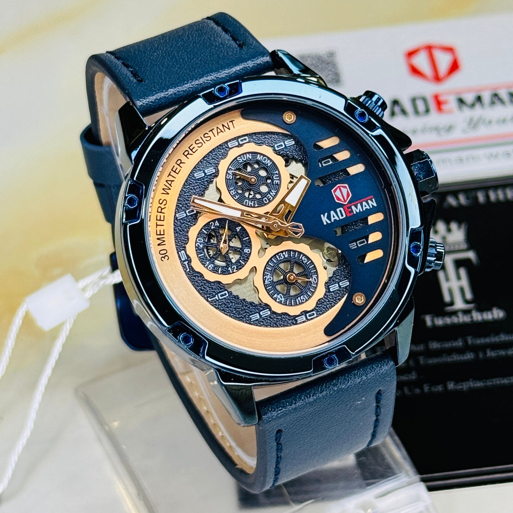 Kademan Tungsten Blue Chronograph Watch