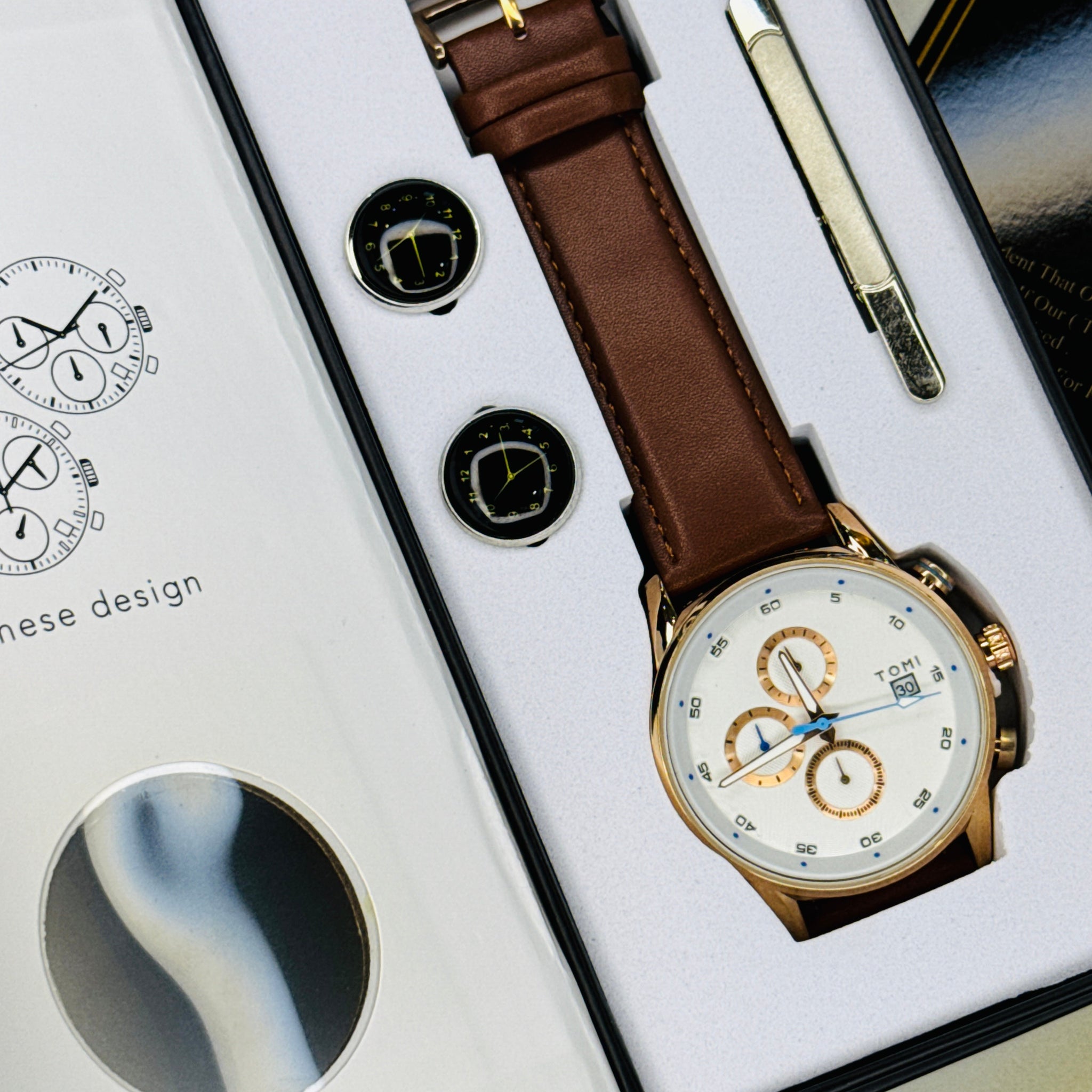 Tomi S6C Brown Rose Gold Gift Set Watch