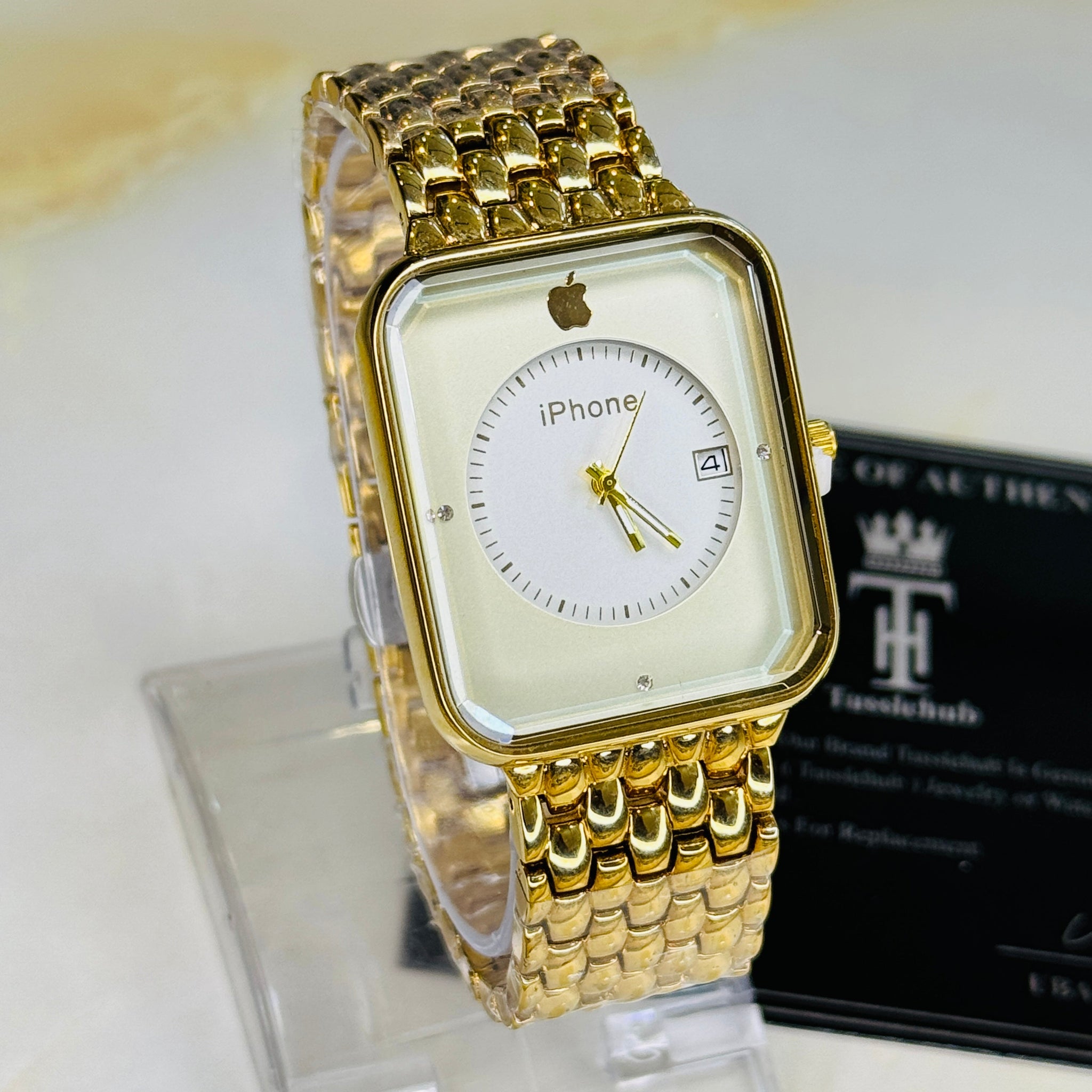 Gold White Apple Seamer Platinum Watch