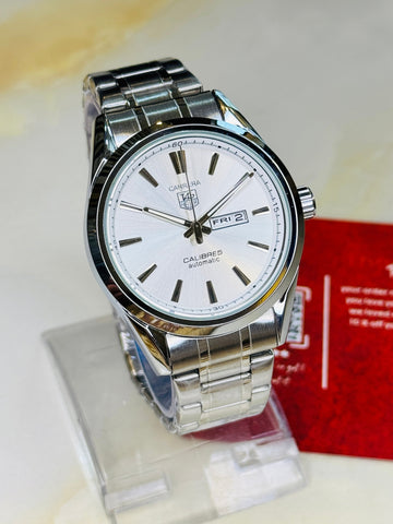 Silver White Carrera Day Date Chain Strapped Watch