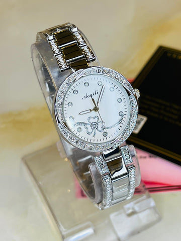 Silver Uni Flower Zircon Watch for her