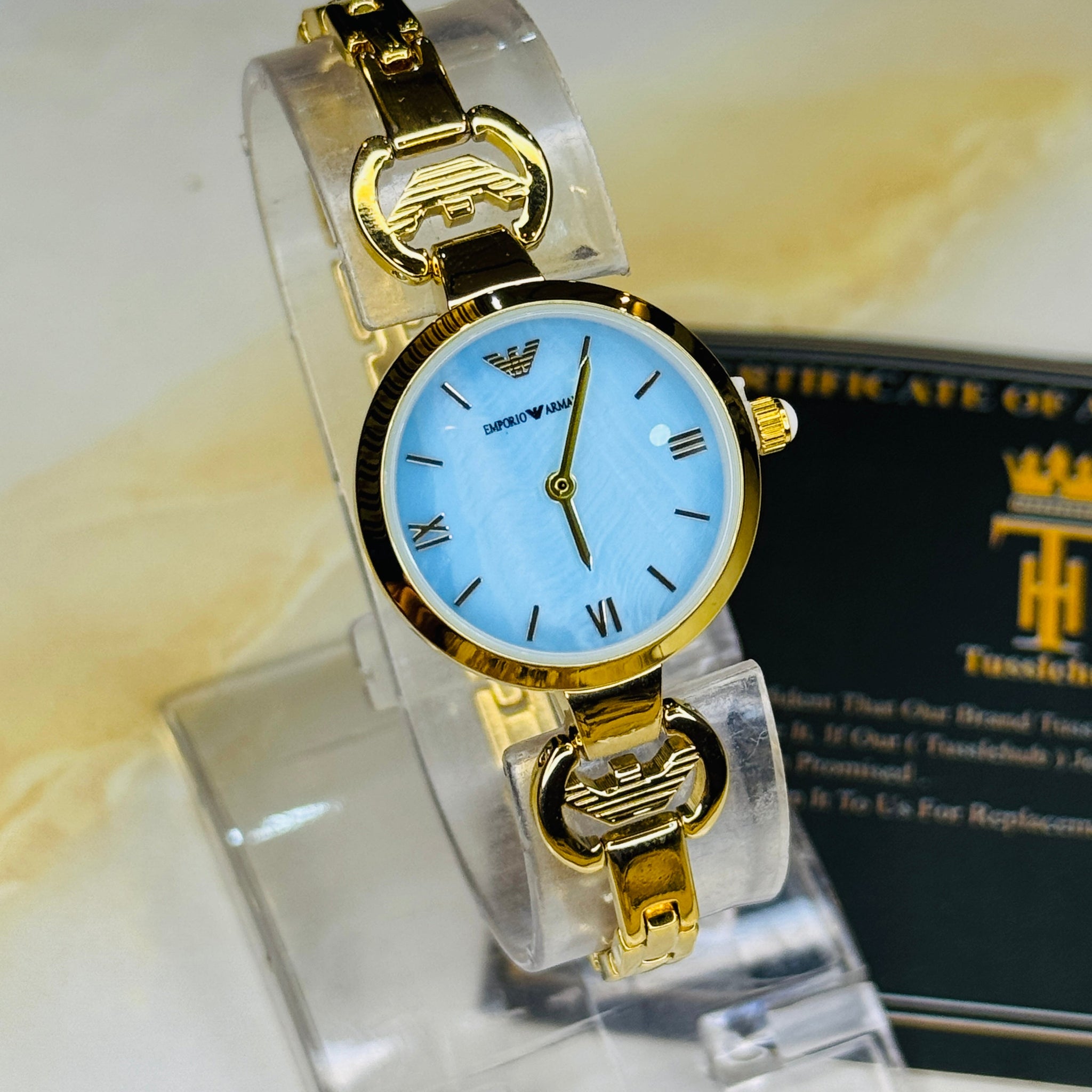 Emporio Gold Blue Watch for her