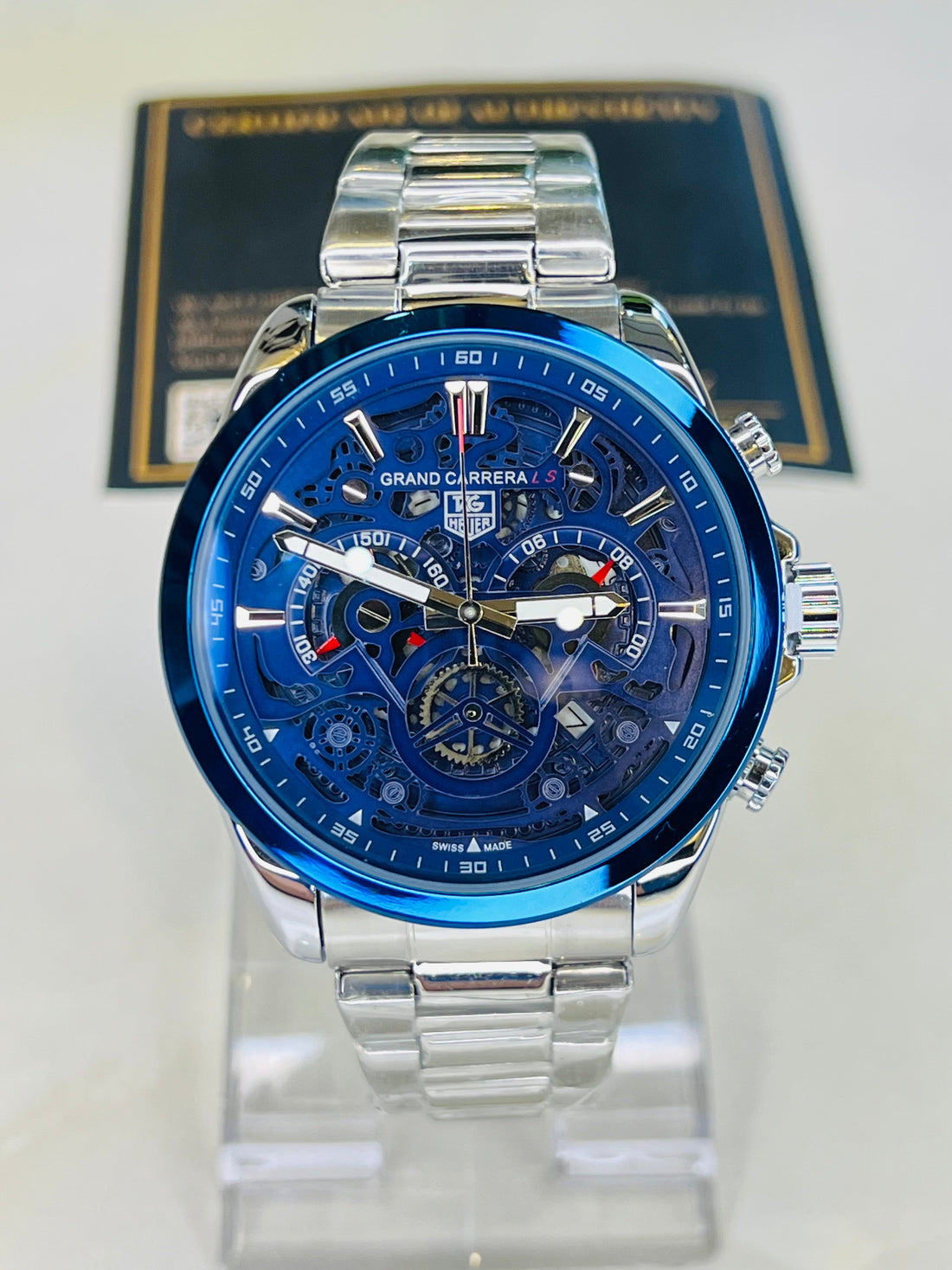 Silver Blue Grand Carrera Chain Strap Chronographs  Watch