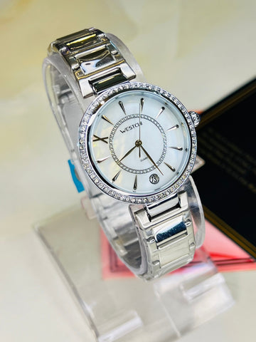 Silver Westchi White Dial Watch For Her