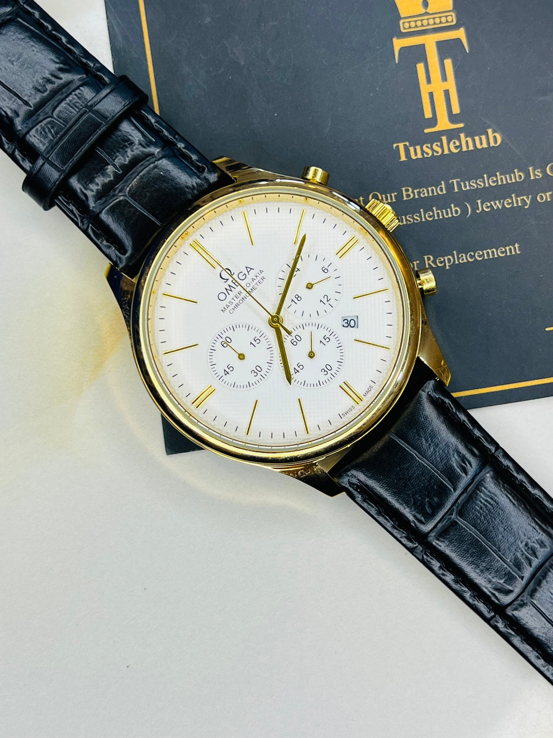 Master Co Axial Black Strapped Chronograph Dial Watch