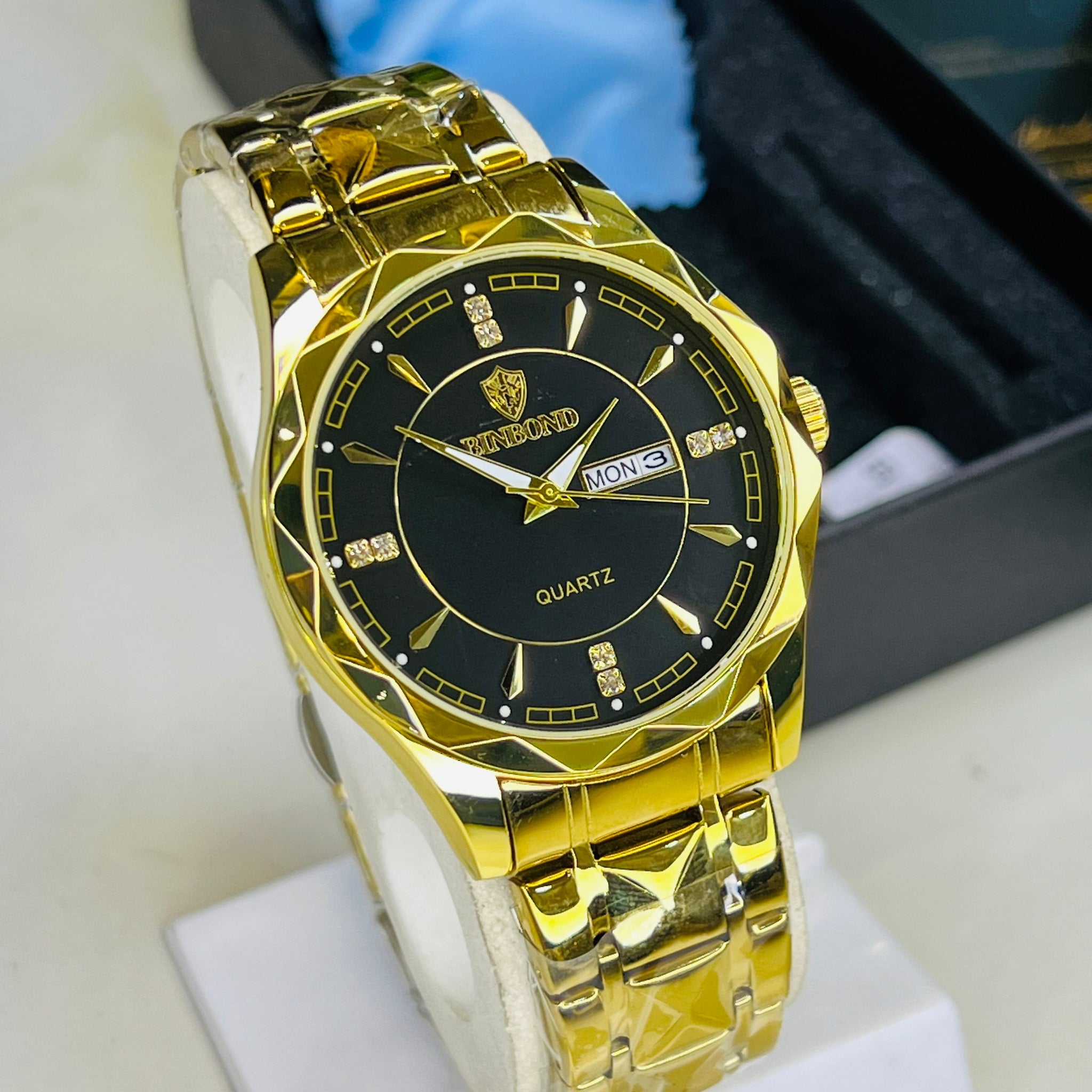 Gold Black Binbond Prism Dial Watch
