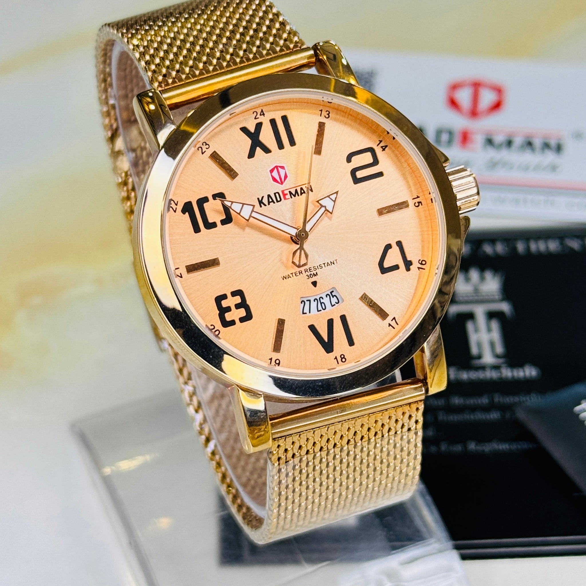 Kademan Rose Gold  Mesh Premium Watch