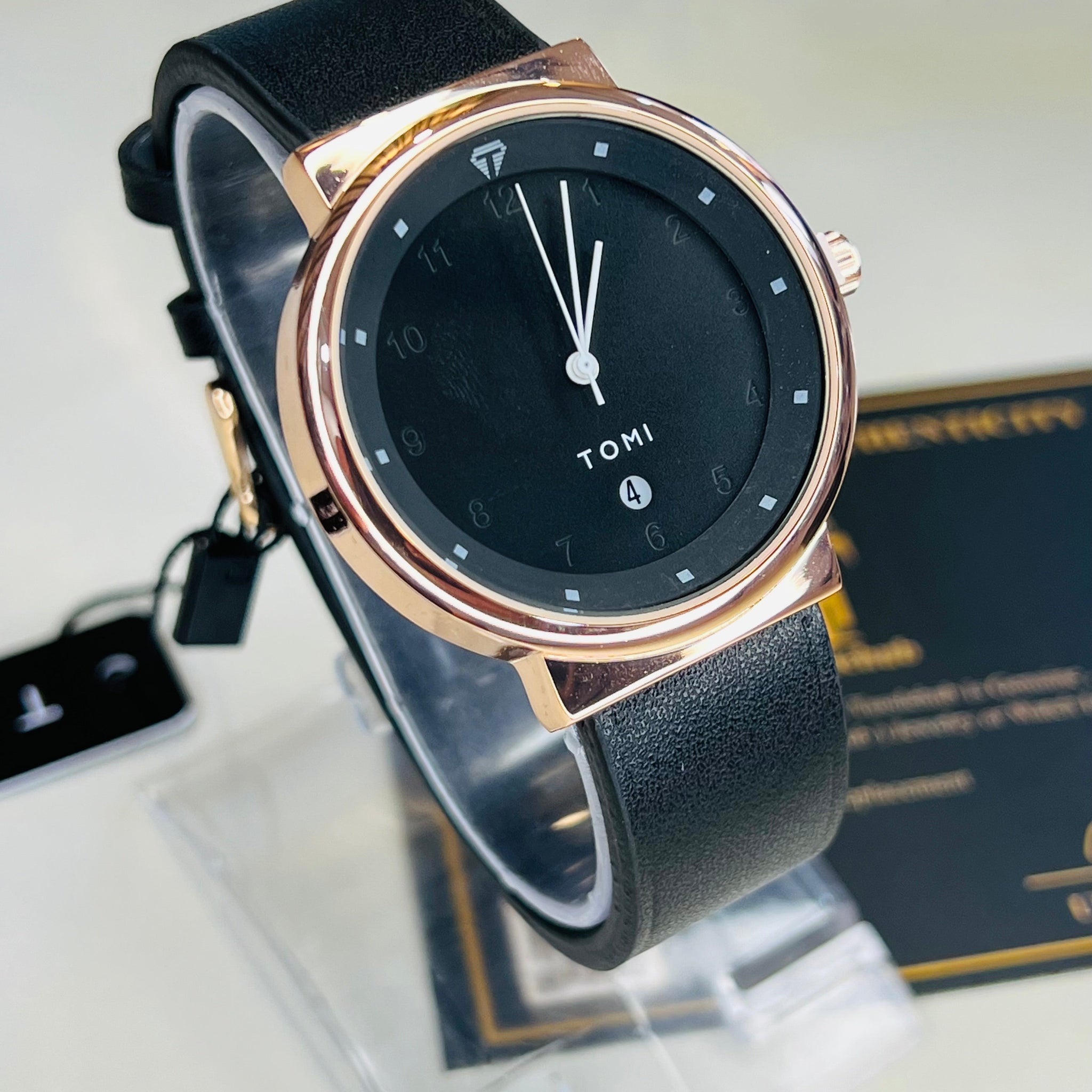Tomi Black Rose Gold Elegance Dial Watch