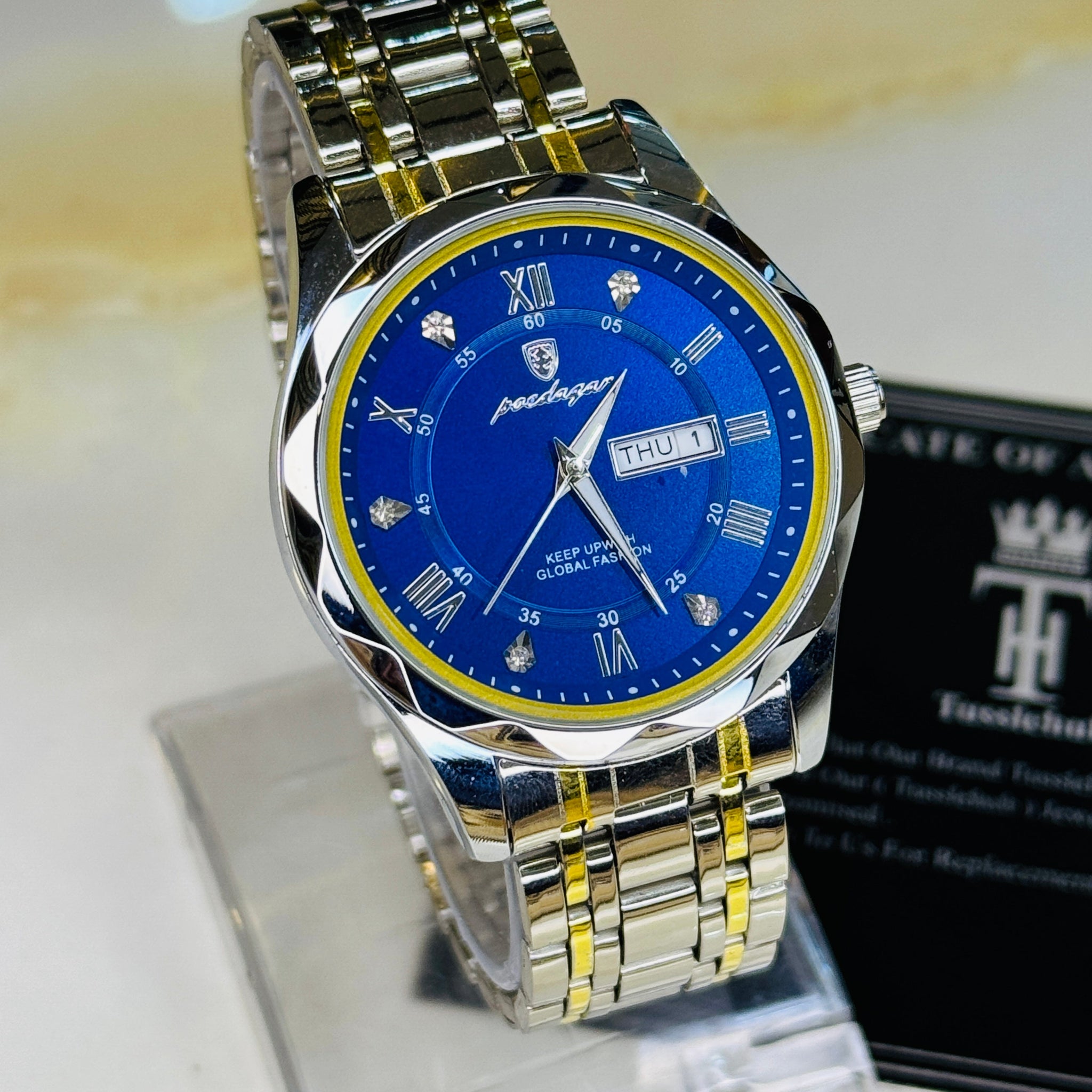 Poedagar Saint Day Date Prism Dial Watch