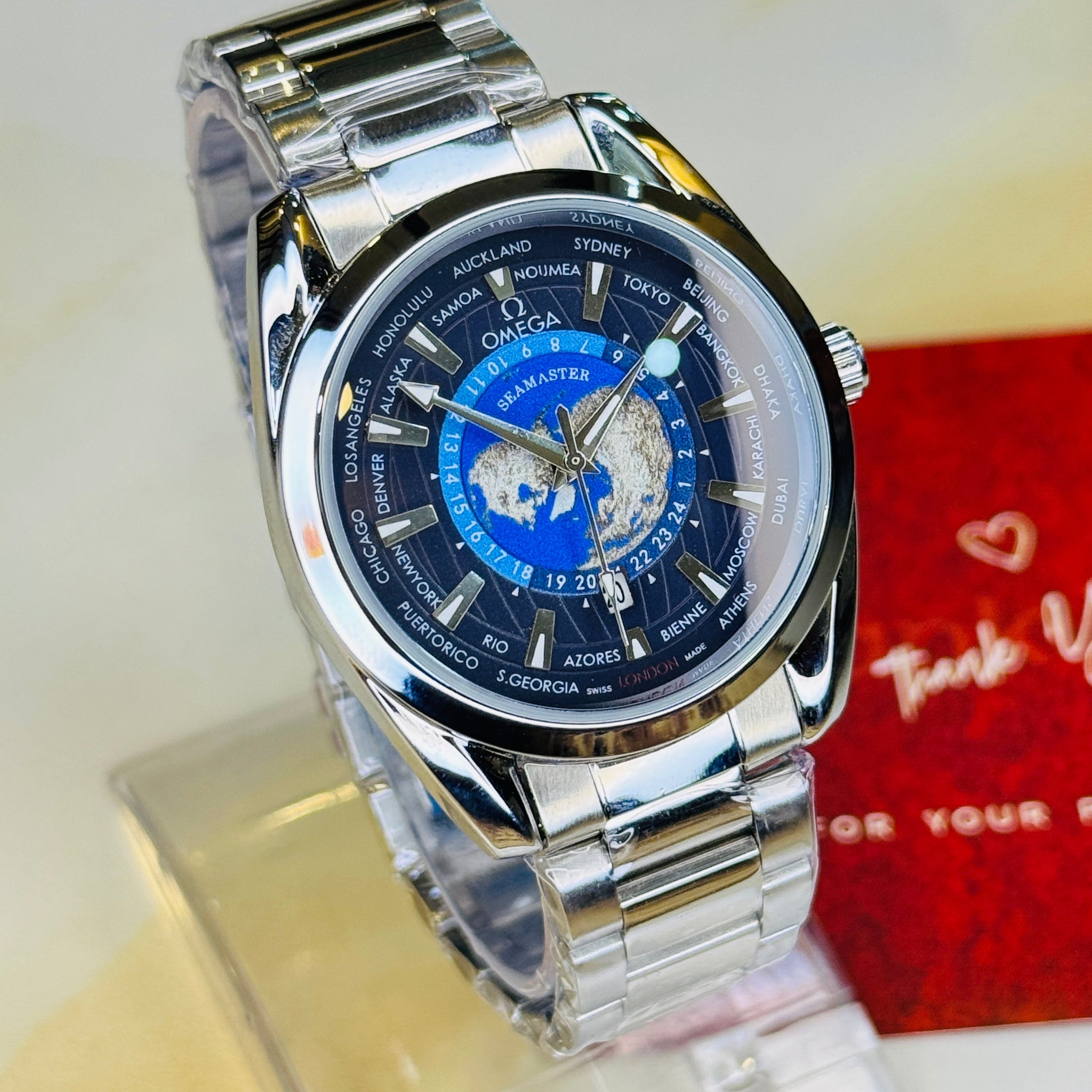 Silver Blue Earth Face Aqua Terra Watch
