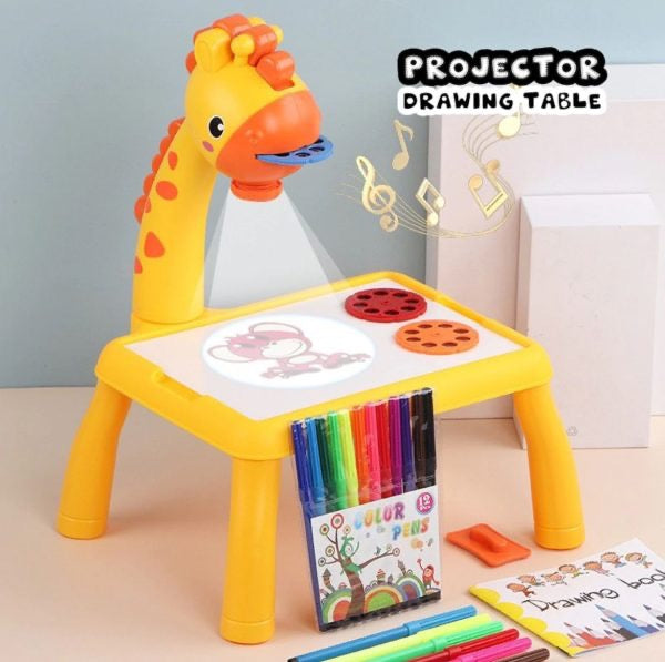 Giraffe Small Size Art Drawing Board Leds Projector Light Toy Children Kids Painting Table Small Desk