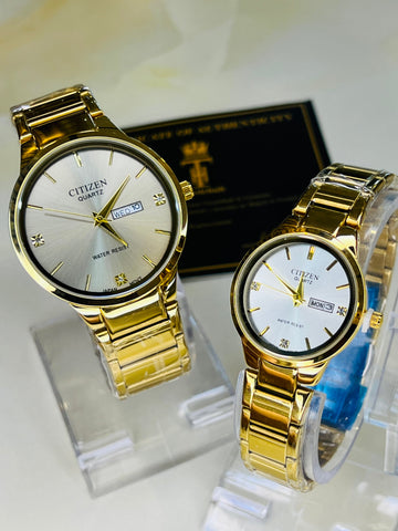 Gold White Axiom Couple Watch