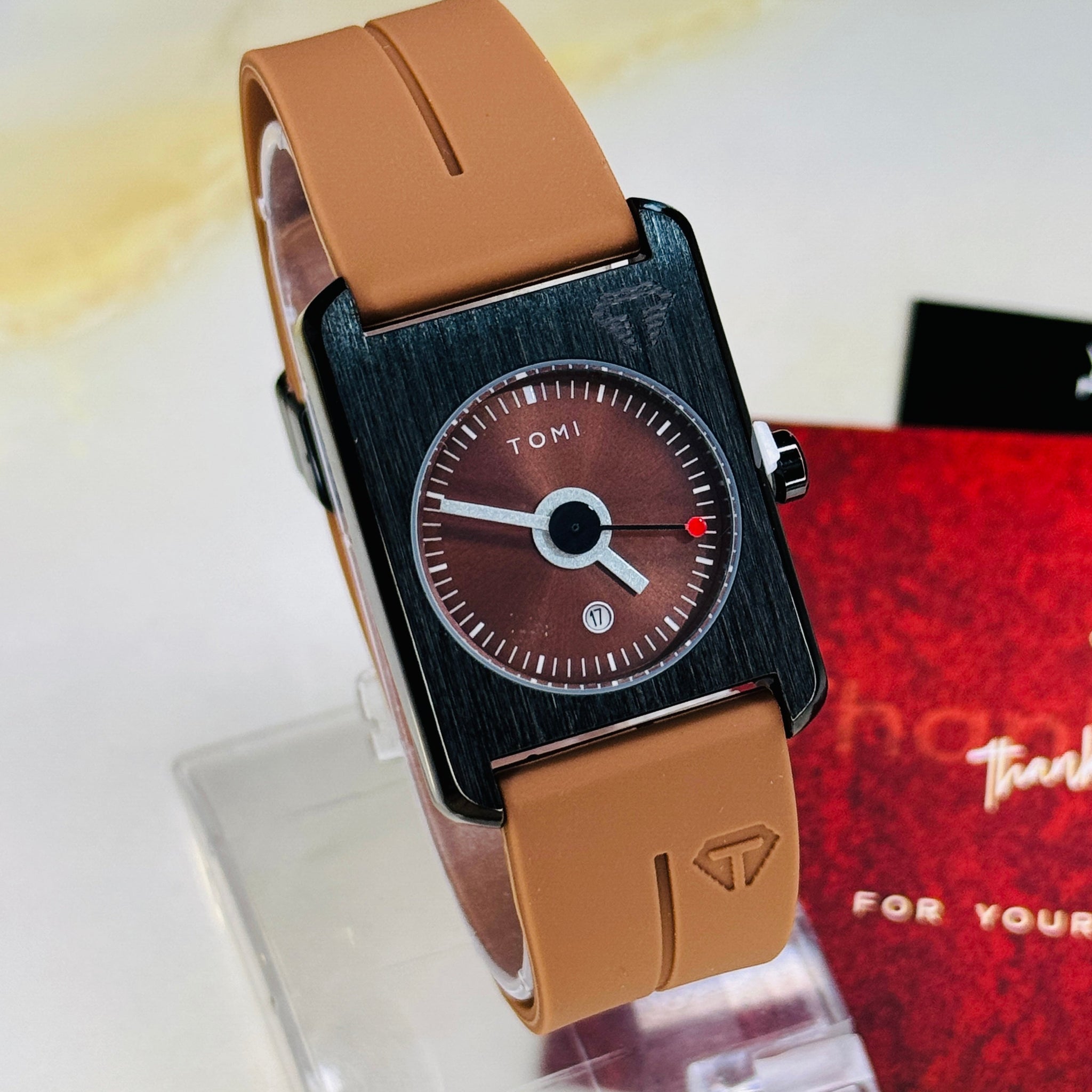 Tomi Brown Tank Magnetic Strap Watch