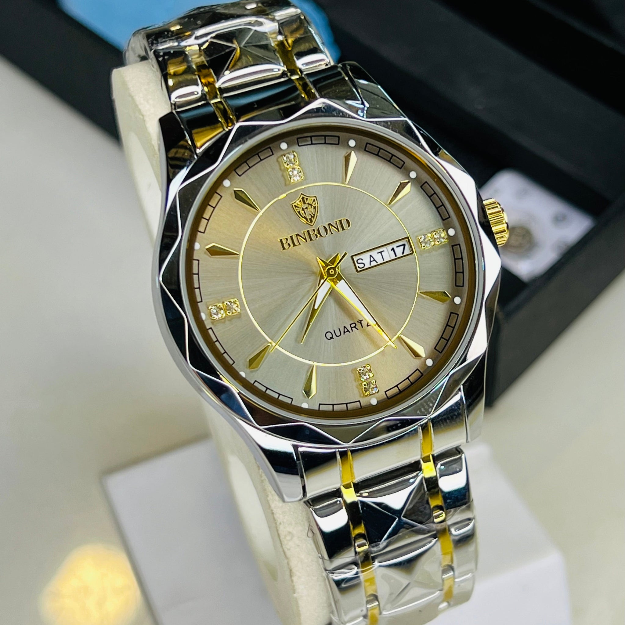 Two Tone Binbond Silver Prism Dial Watch