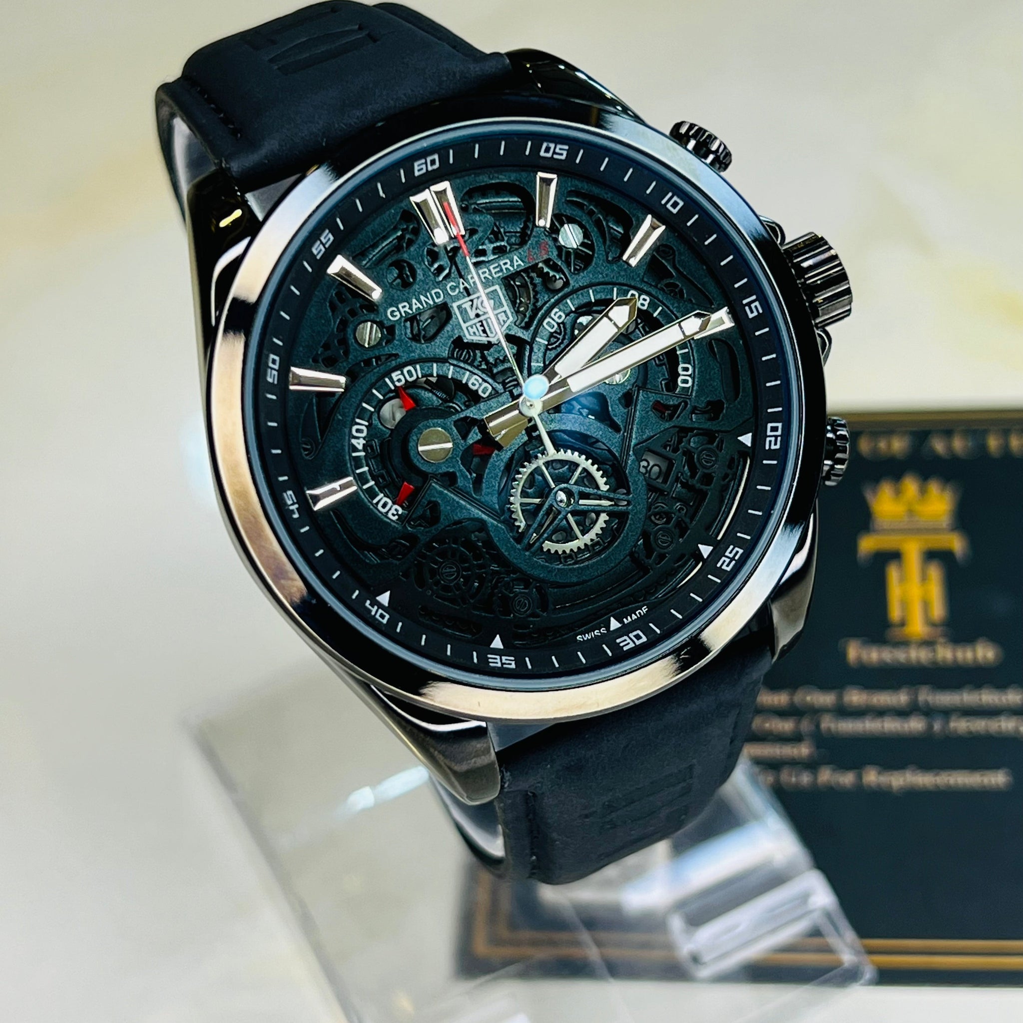 All Black Grand Carrera Chronographs Leather Watch