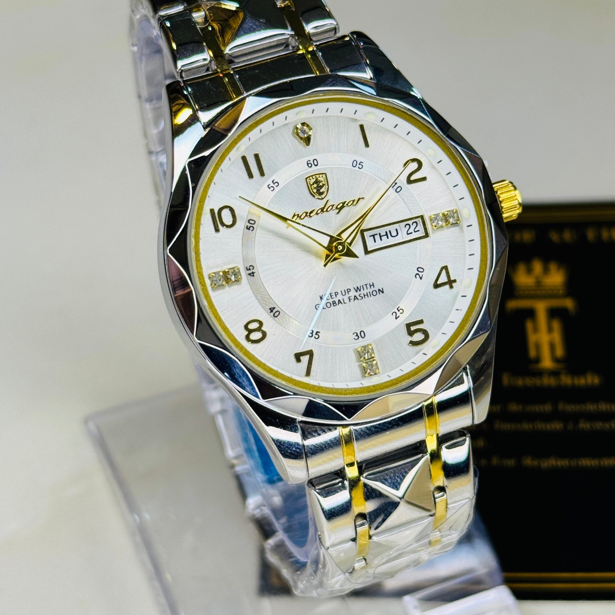 Two Tone Silver Poedagar Prism Dial Watch