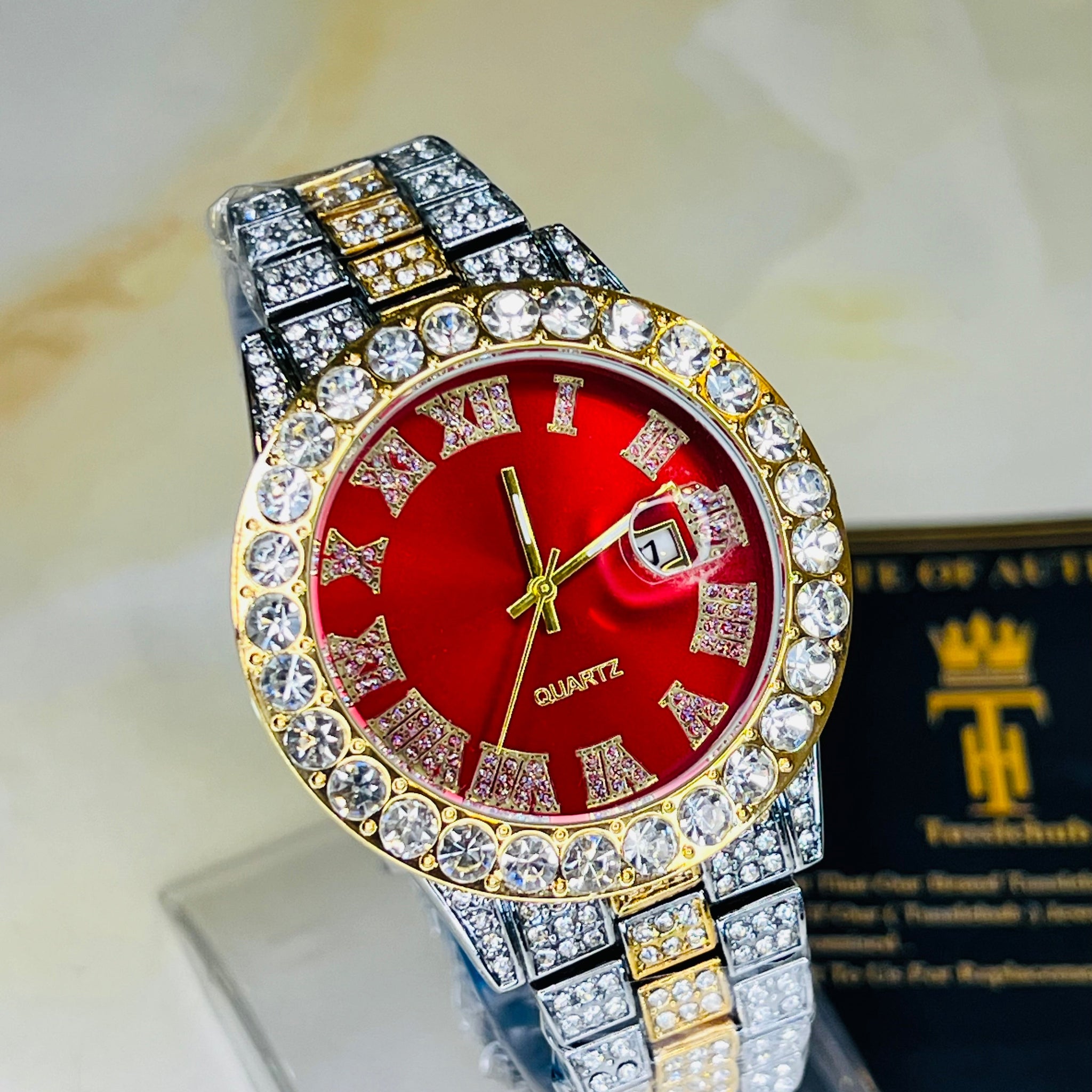 Two Tone Blood Unisex Iced Out Watch