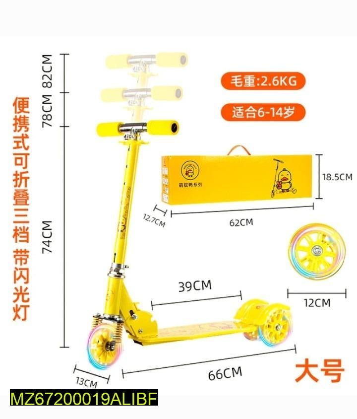 Kids 3-Wheel Foldable Scooty with Adjustable Handlebar – Durable ABS & Metal Ride-On