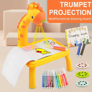 Giraffe Small Size Art Drawing Board Leds Projector Light Toy Children Kids Painting Table Small Desk