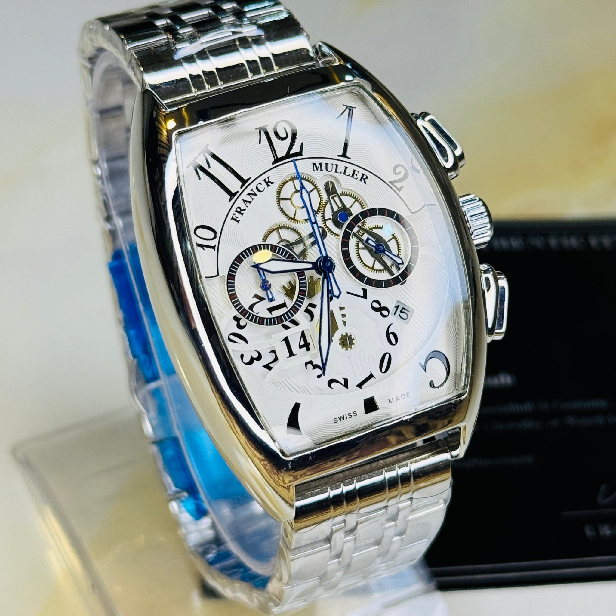 Chain Frank Muller Silver White Chronograph Dial Watch