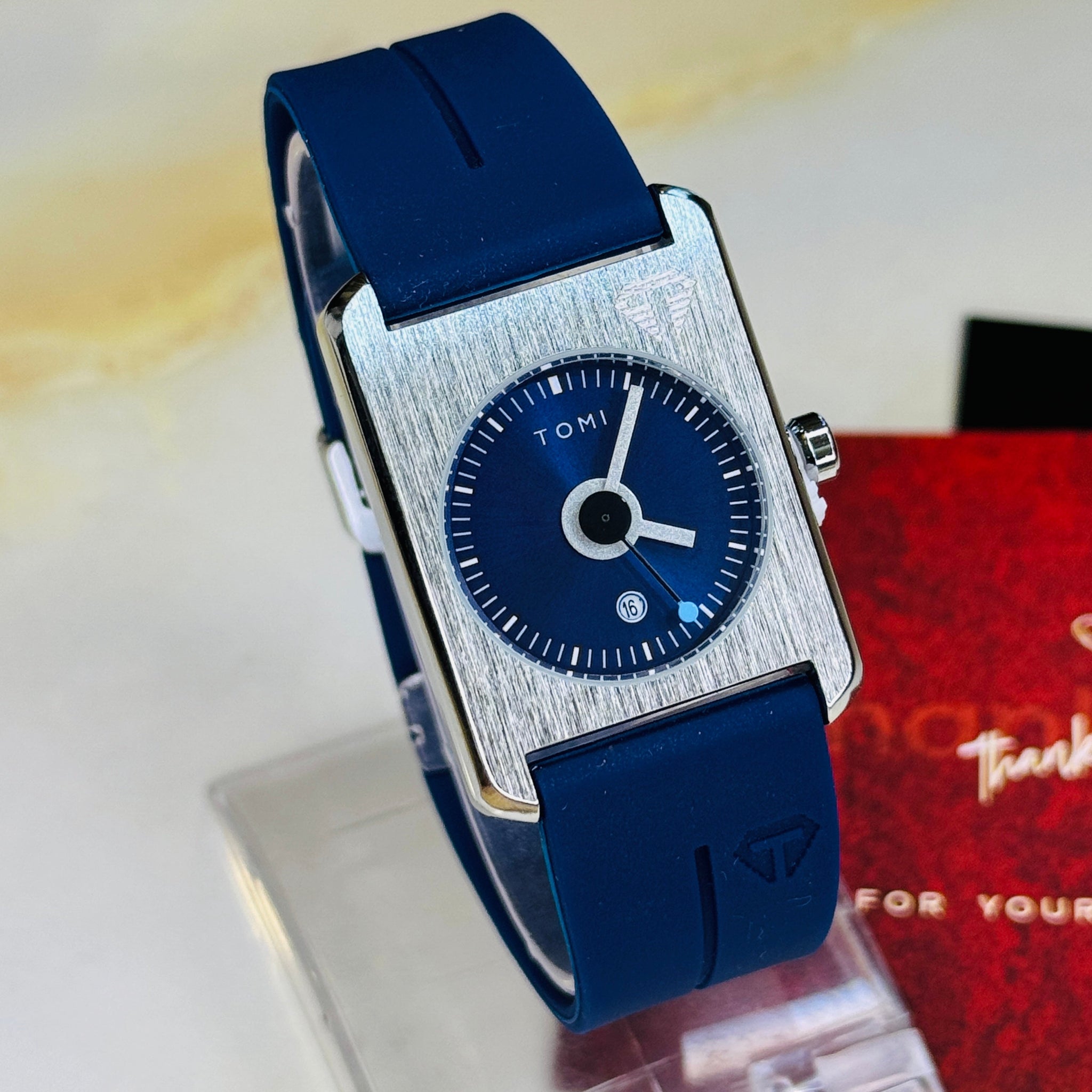 Tomi Blue Tank Magnetic Strap Watch
