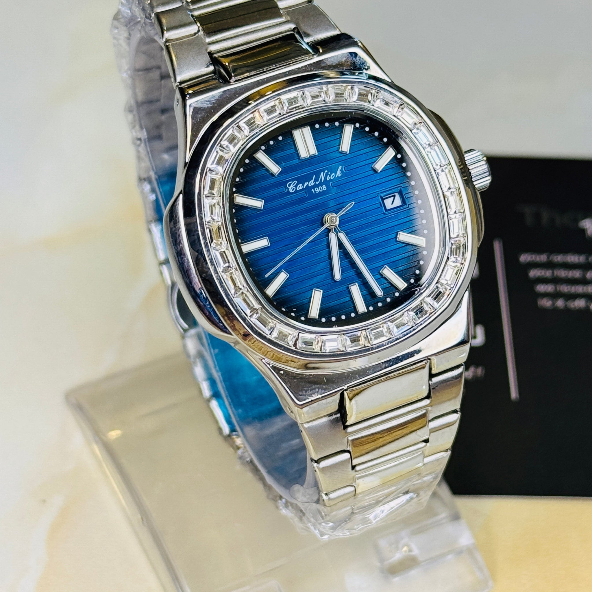 Card Nick Nautilus Silver Ocean Gem Stone Watch