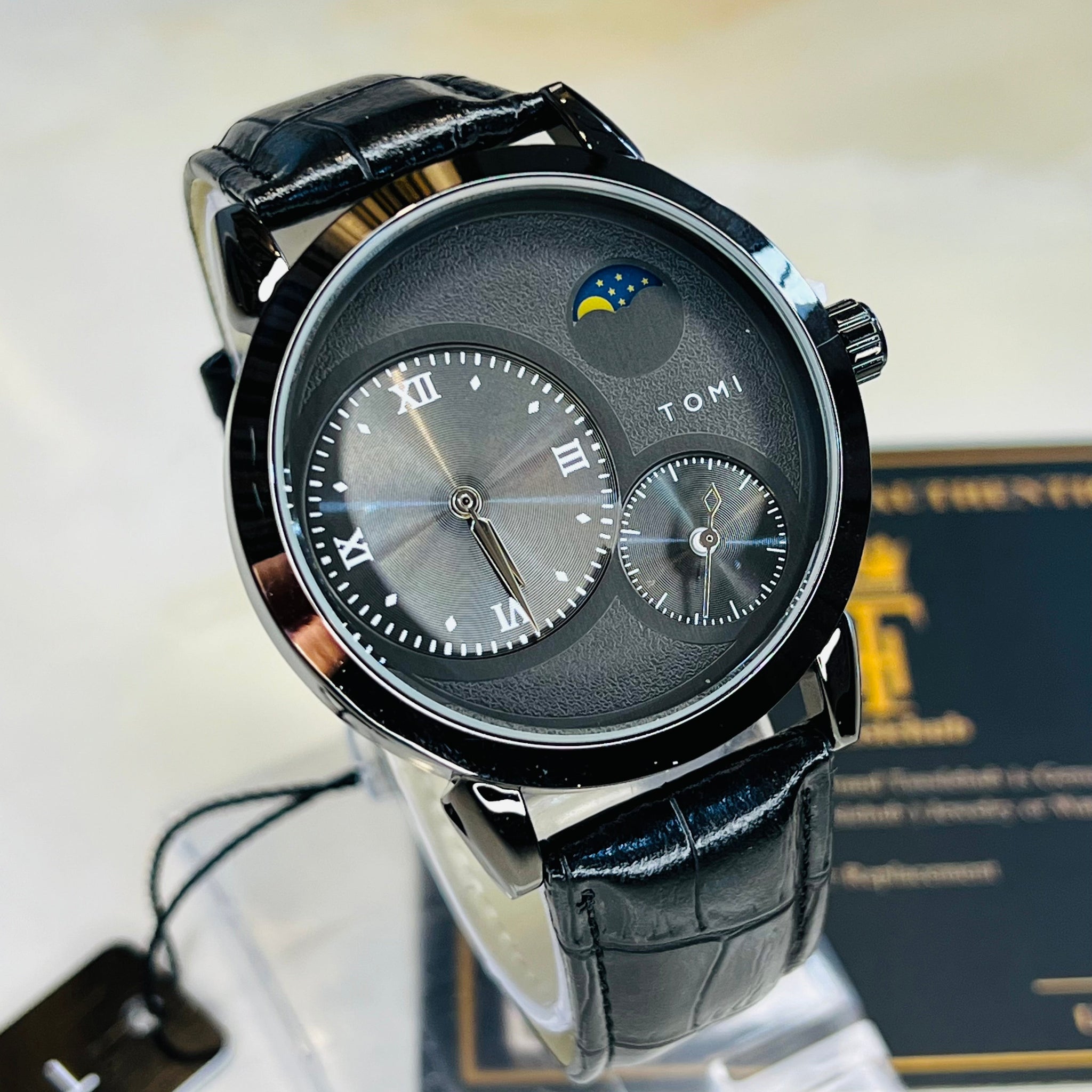 Tomi All Black Moon graph Dial Watch