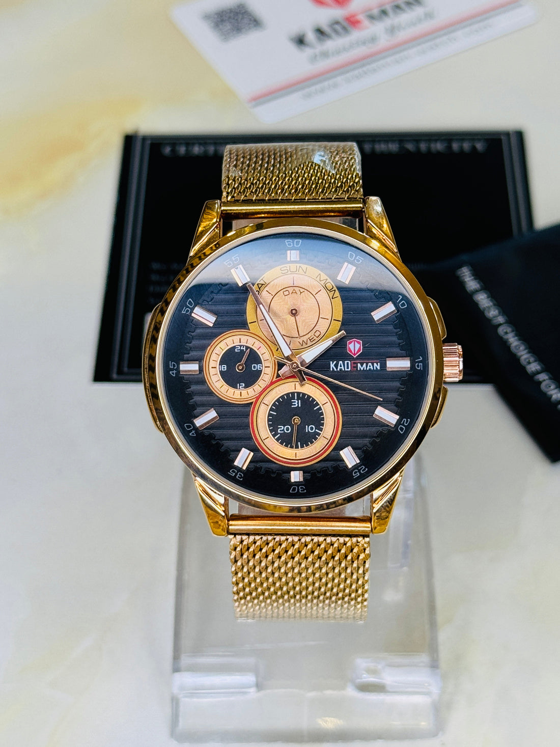 Kademan Rose Gold Mesh Chronograph Premium Watch