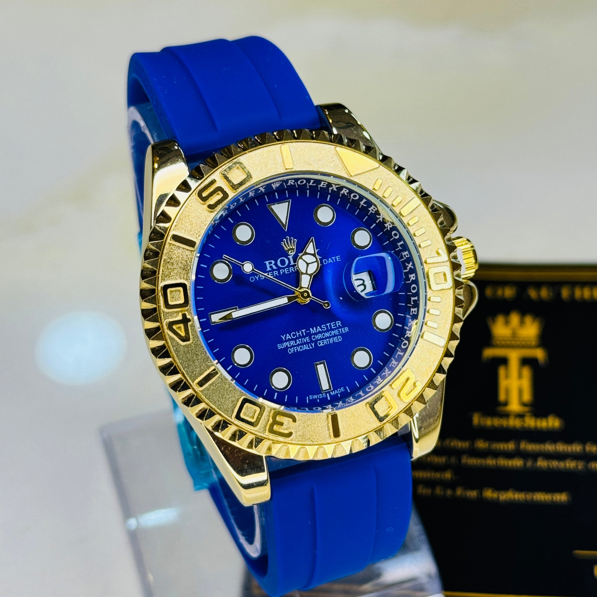 Gold Blue Yatchmaster Watch