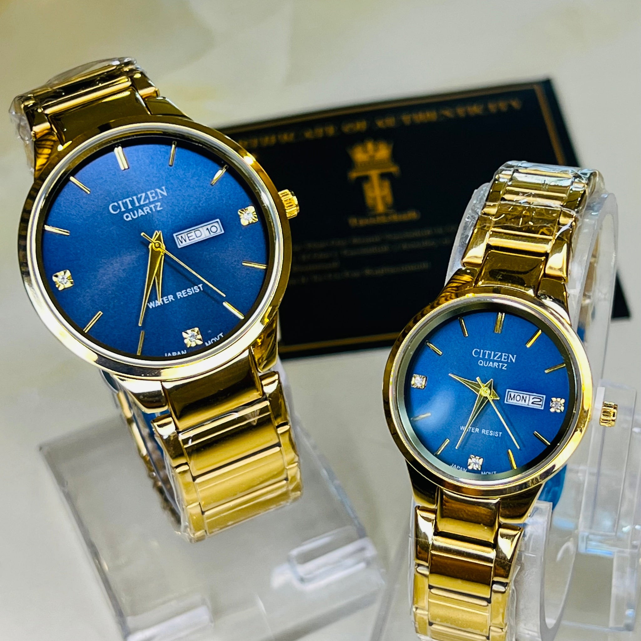 Gold Navy Axiom Couple Watch