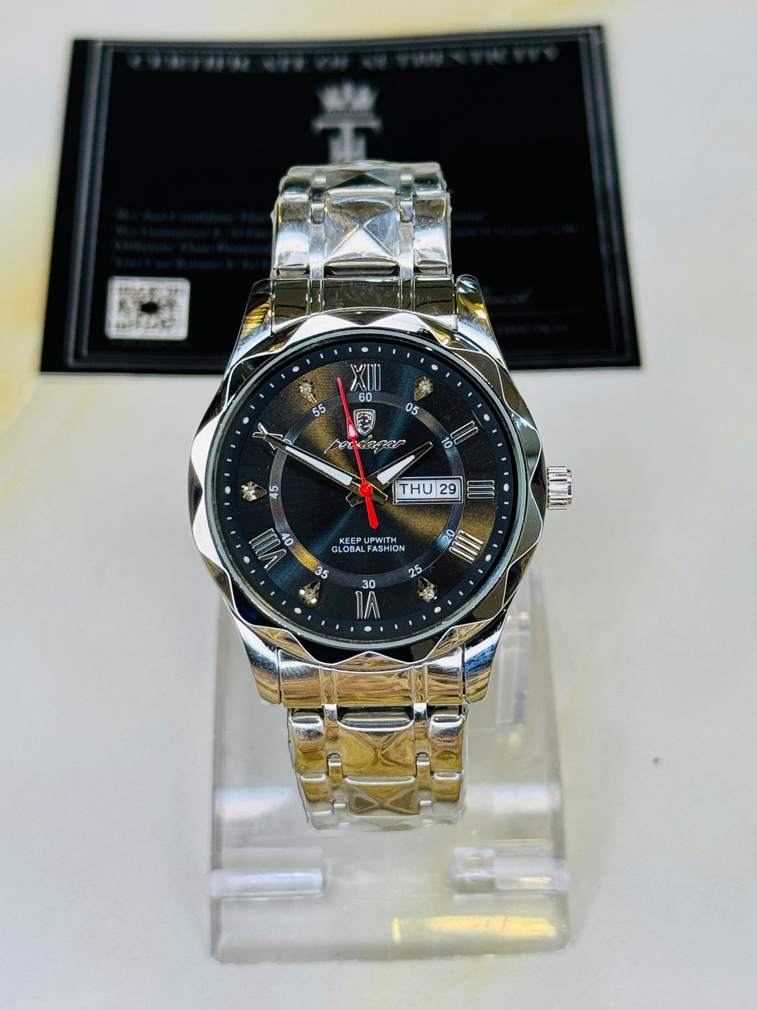 Silver Black Poedagar Prism Dial Watch