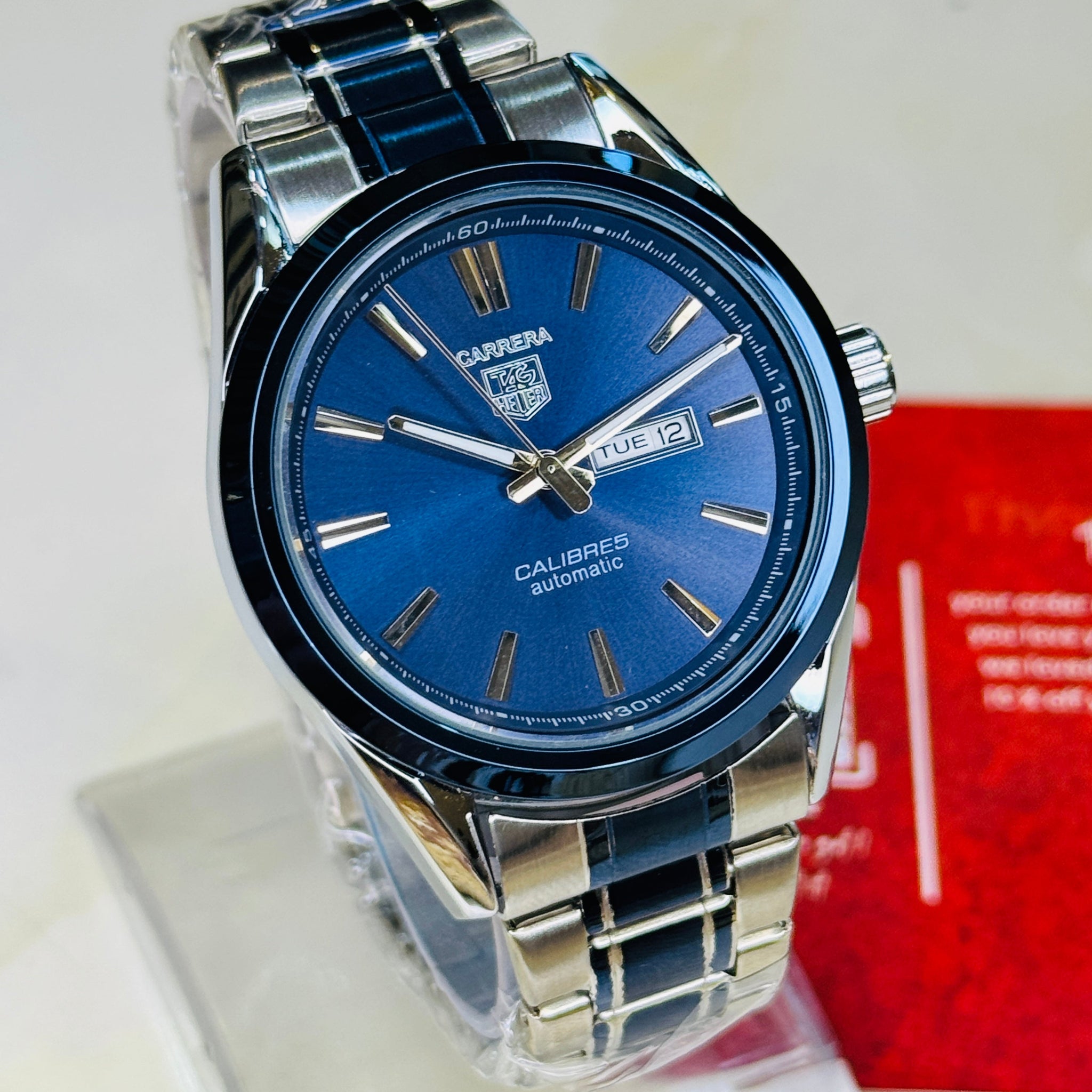 Tag Heur Two Tone Tungsten Carrera Day Date Chain Strapped Watchh