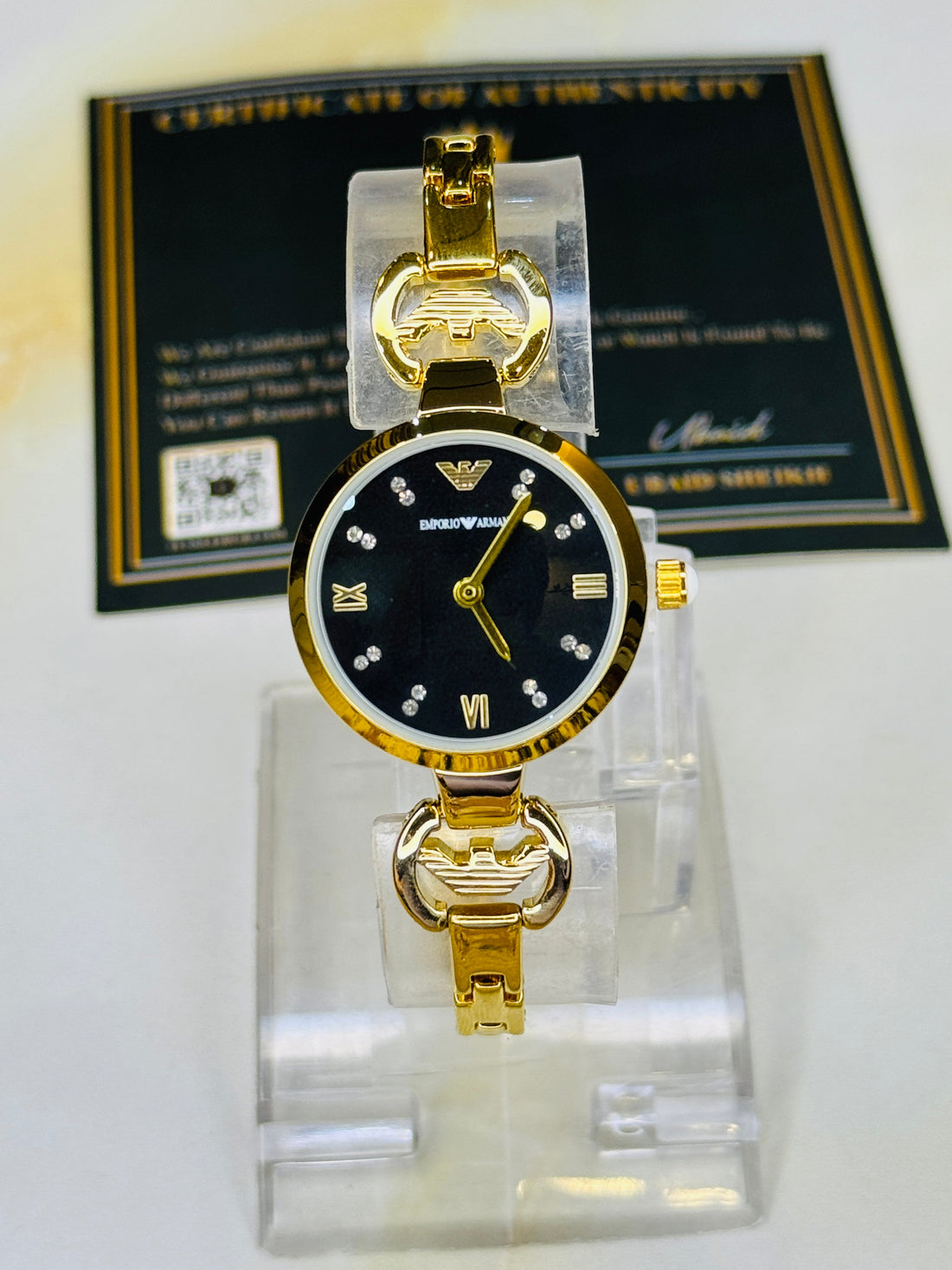 Emporio Gold Black Watch for her