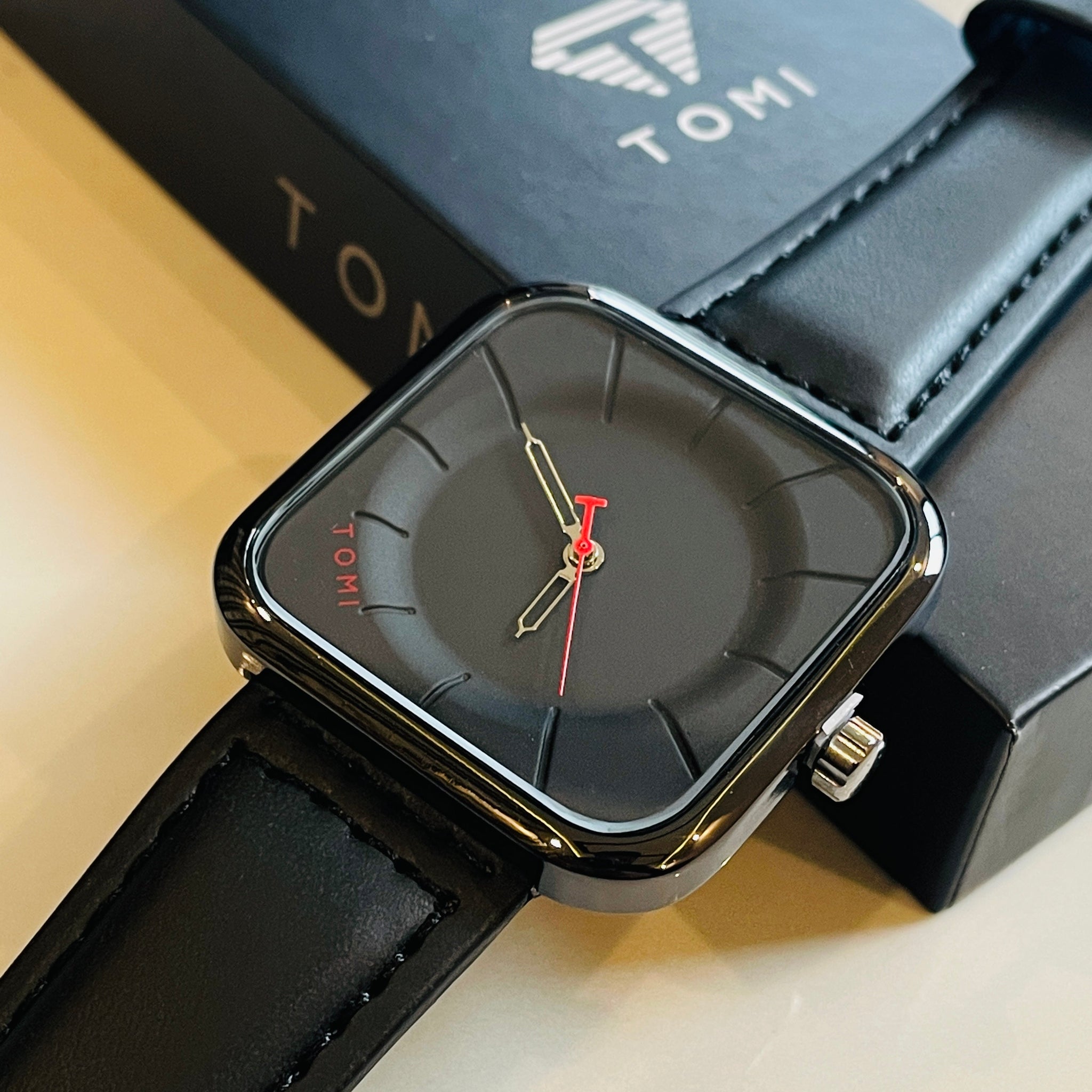 Tomi Square Black Dial Watch