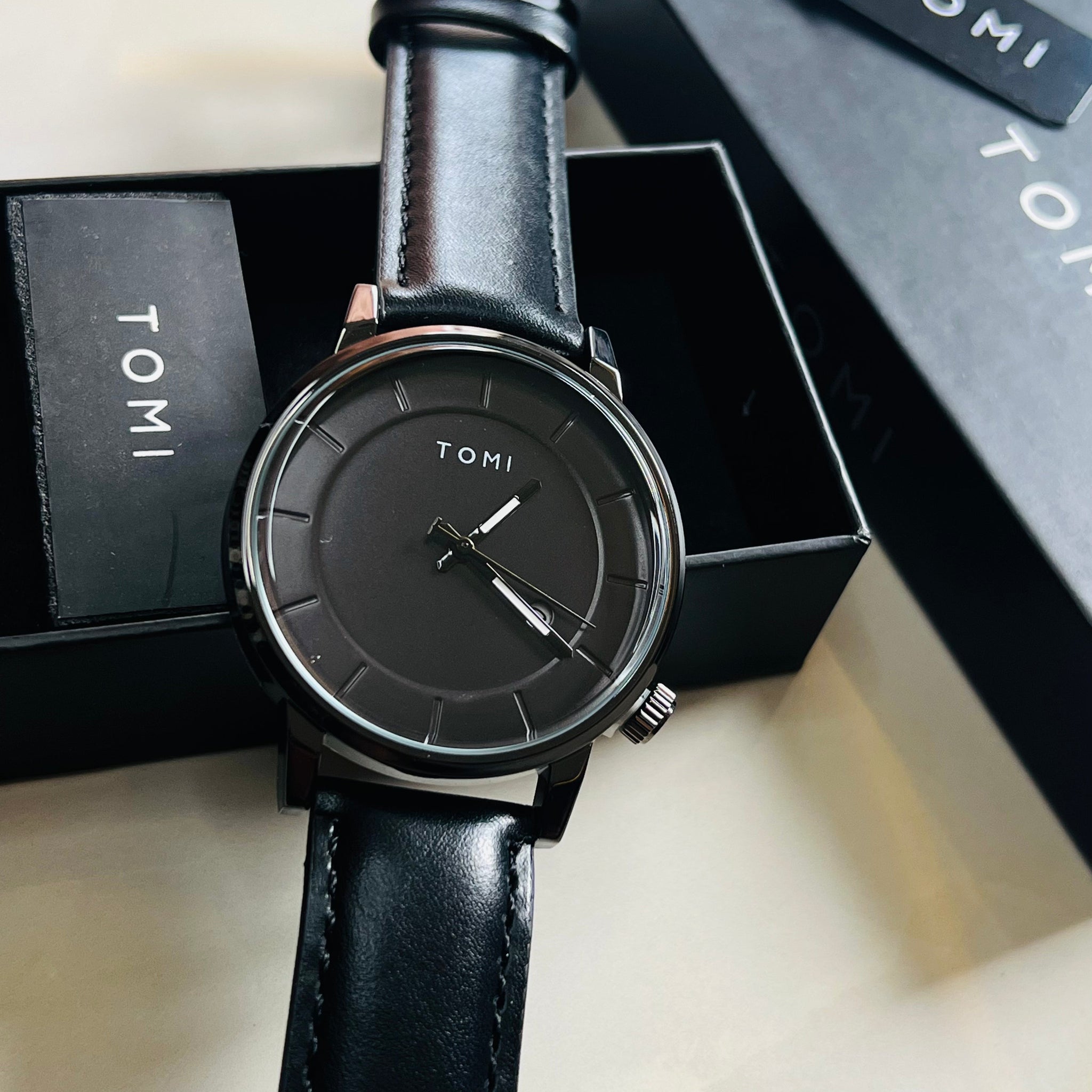 Tomi All Black Galaxy Dial Watch