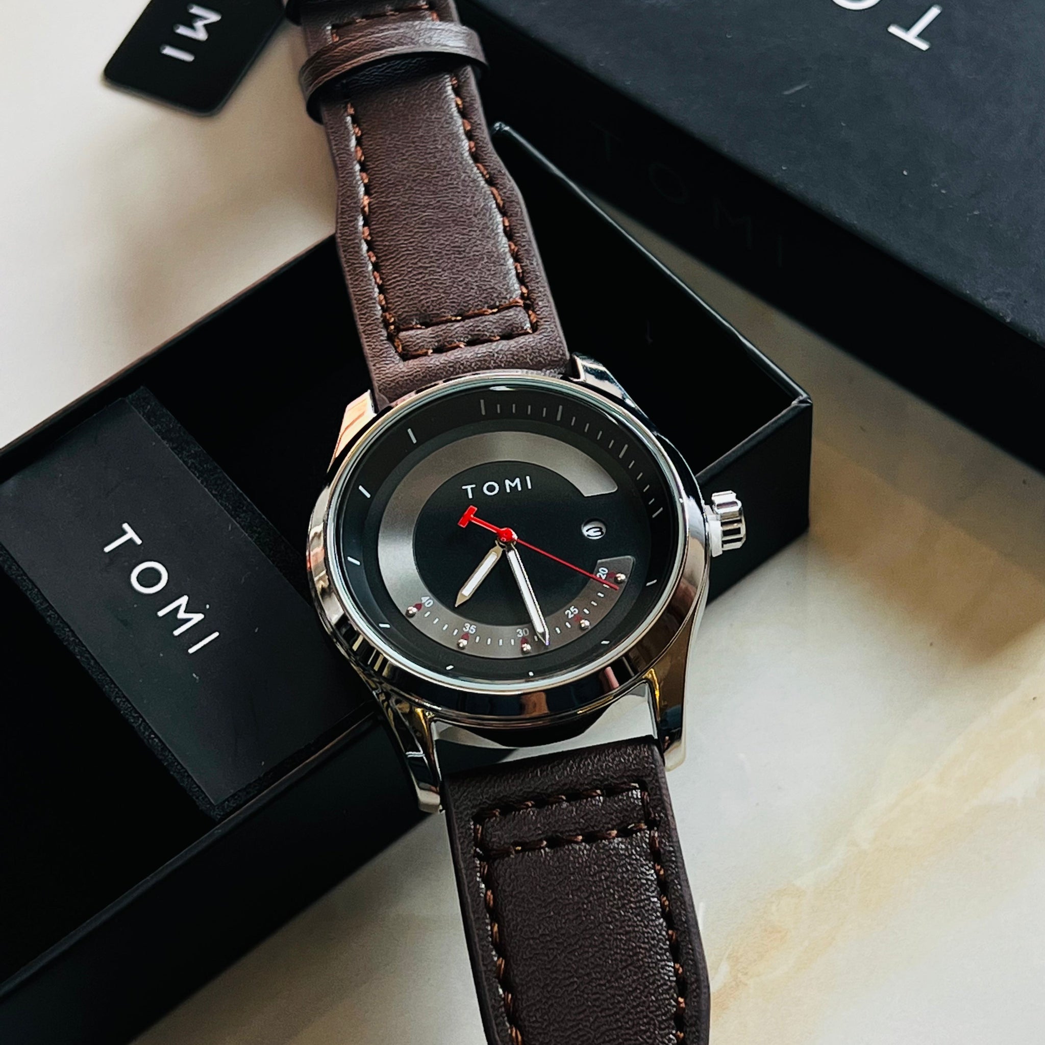 Tomi Coffee Silver Royal Dial Watch
