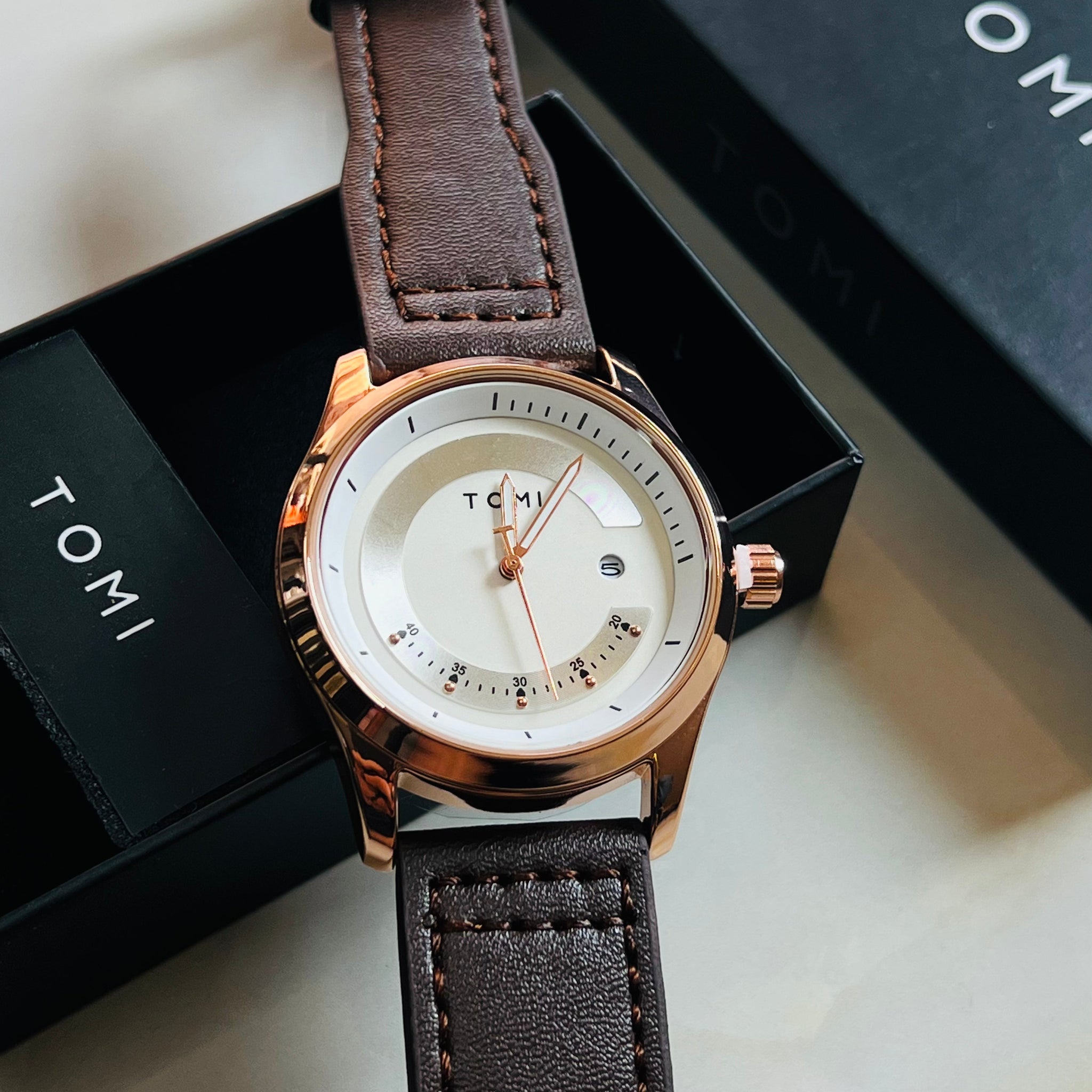 Tomi Coffee Gold Royal Dial Watch