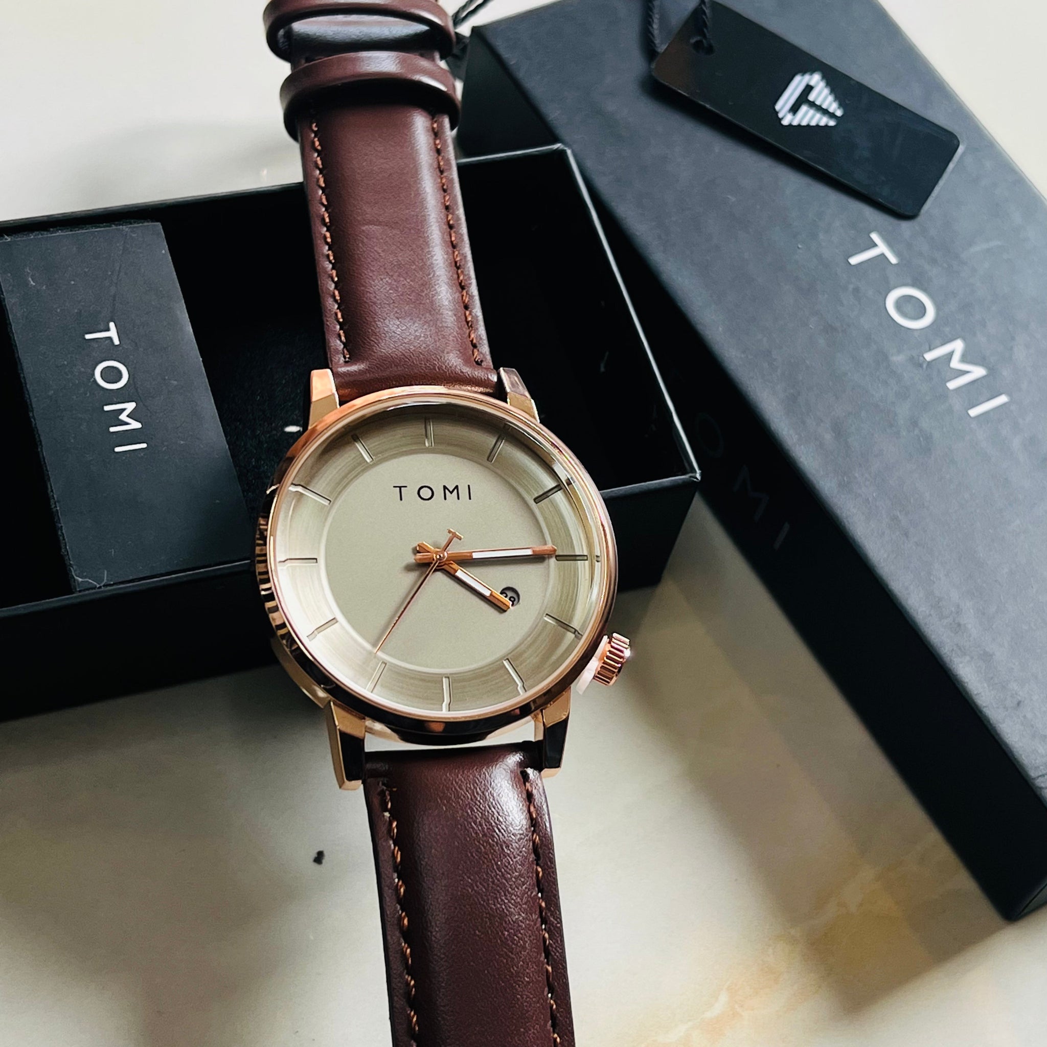 Tomi Brown Gold Galaxy Dial Watch