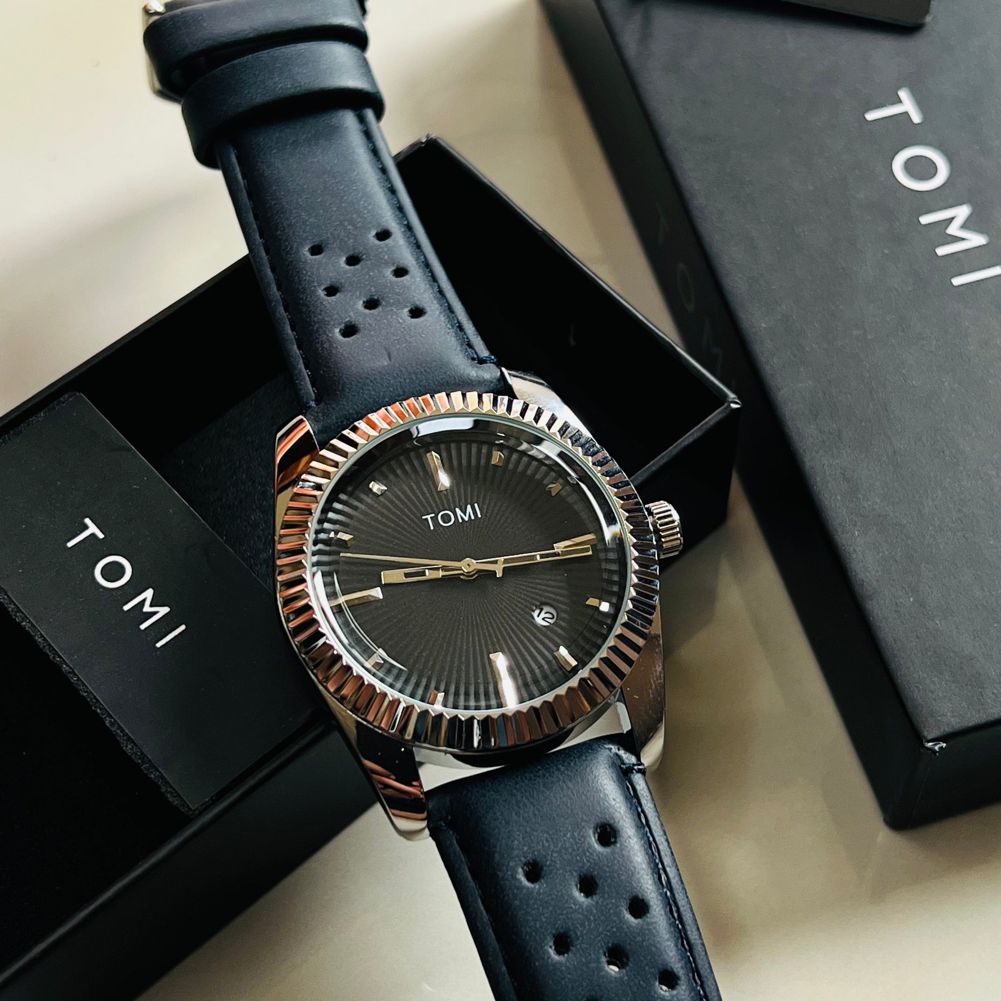 Tomi Navy Silver Jaguar Dial Waterproof
