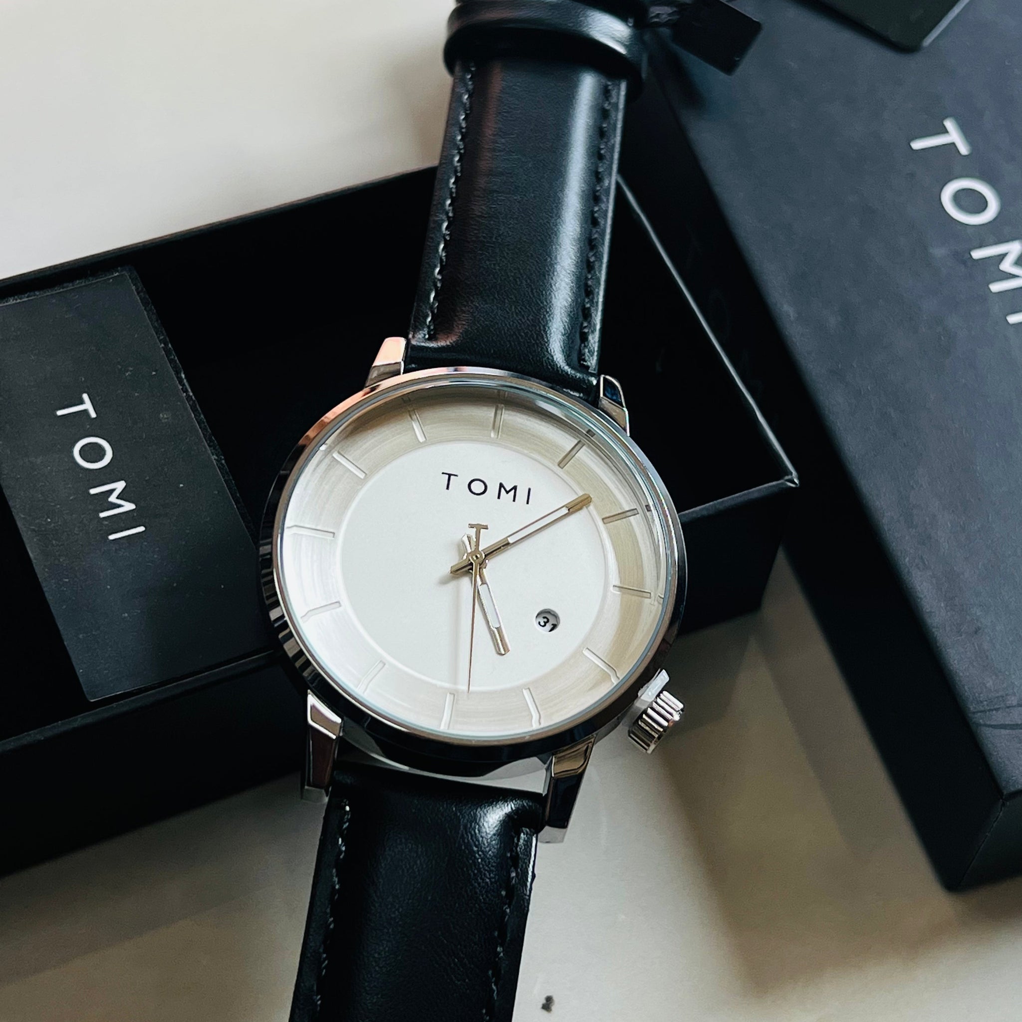 Tomi Black Silver Galaxy Dial Watch