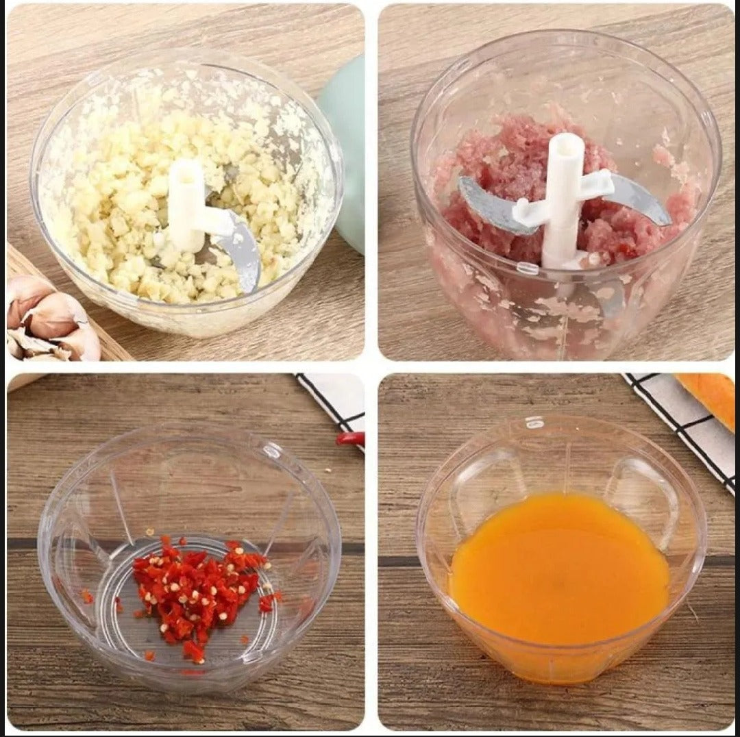 “900ML Manual Food Chopper with 5 Stainless Steel Blades”