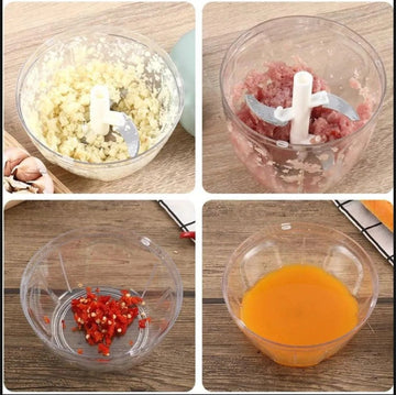 “900ML Manual Food Chopper with 5 Stainless Steel Blades”