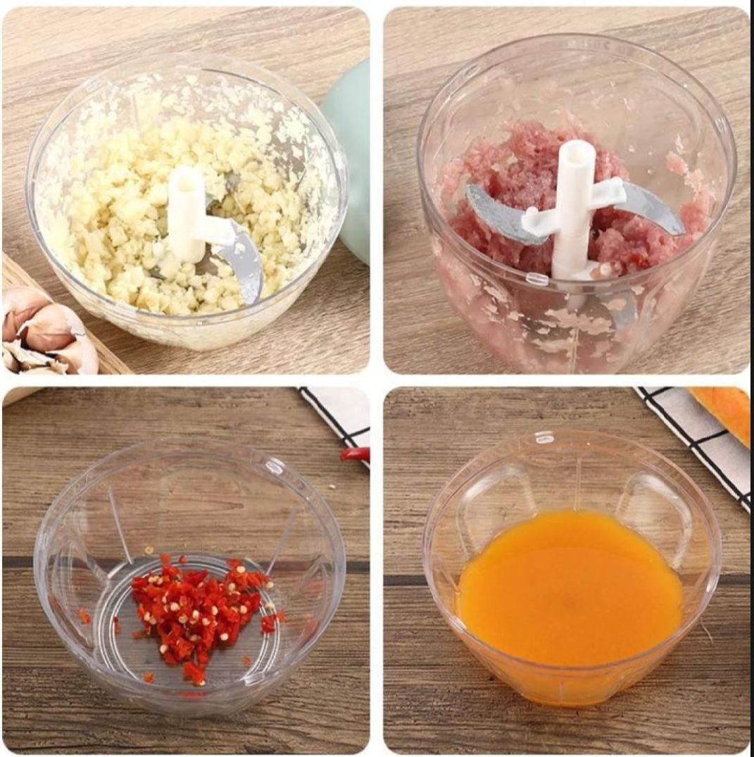 “900ML Manual Food Chopper with 5 Stainless Steel Blades”